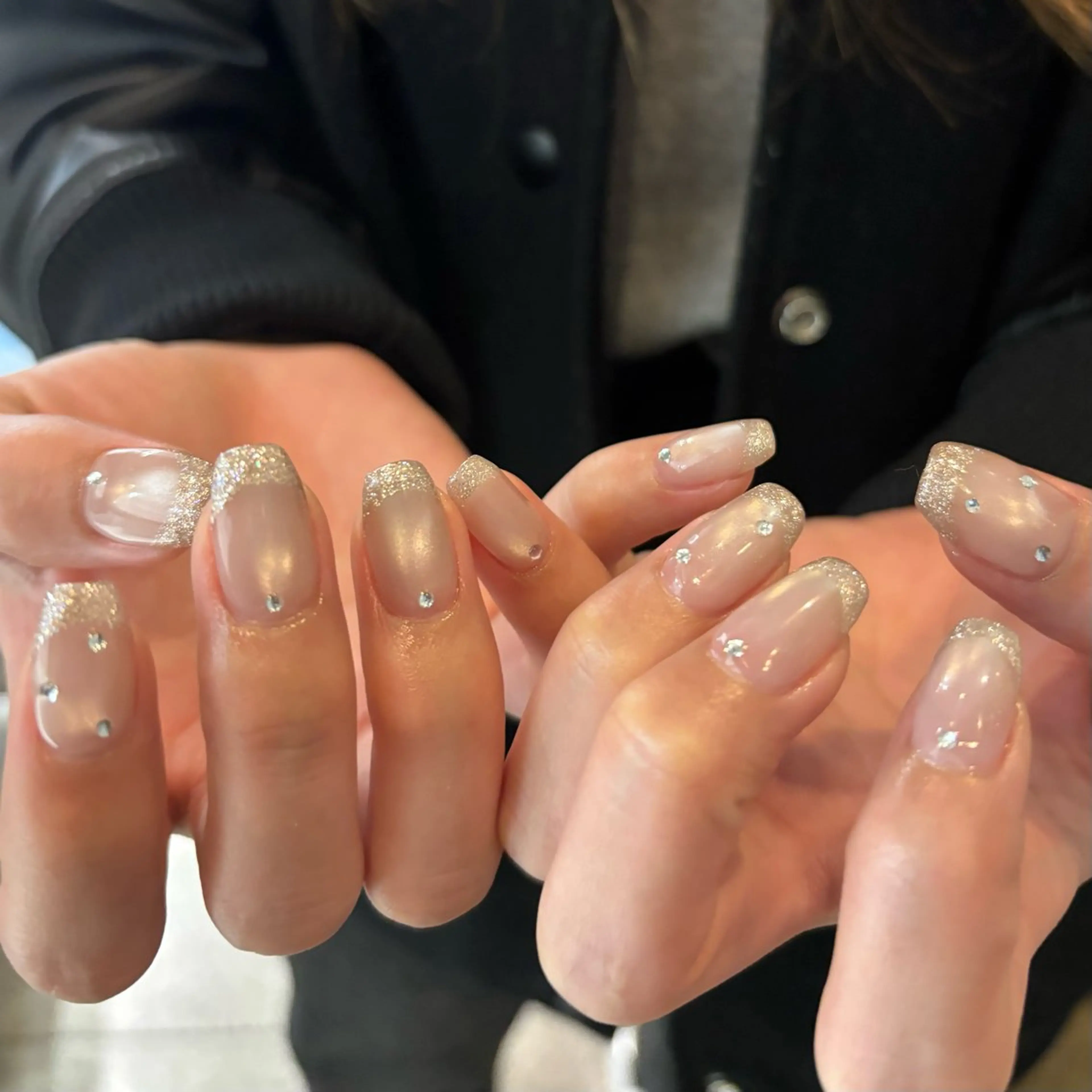 ネイル フレンチネイル ラメ(グリッター) マグネットネイル N° nail_ fuyukaのネイルデザイン