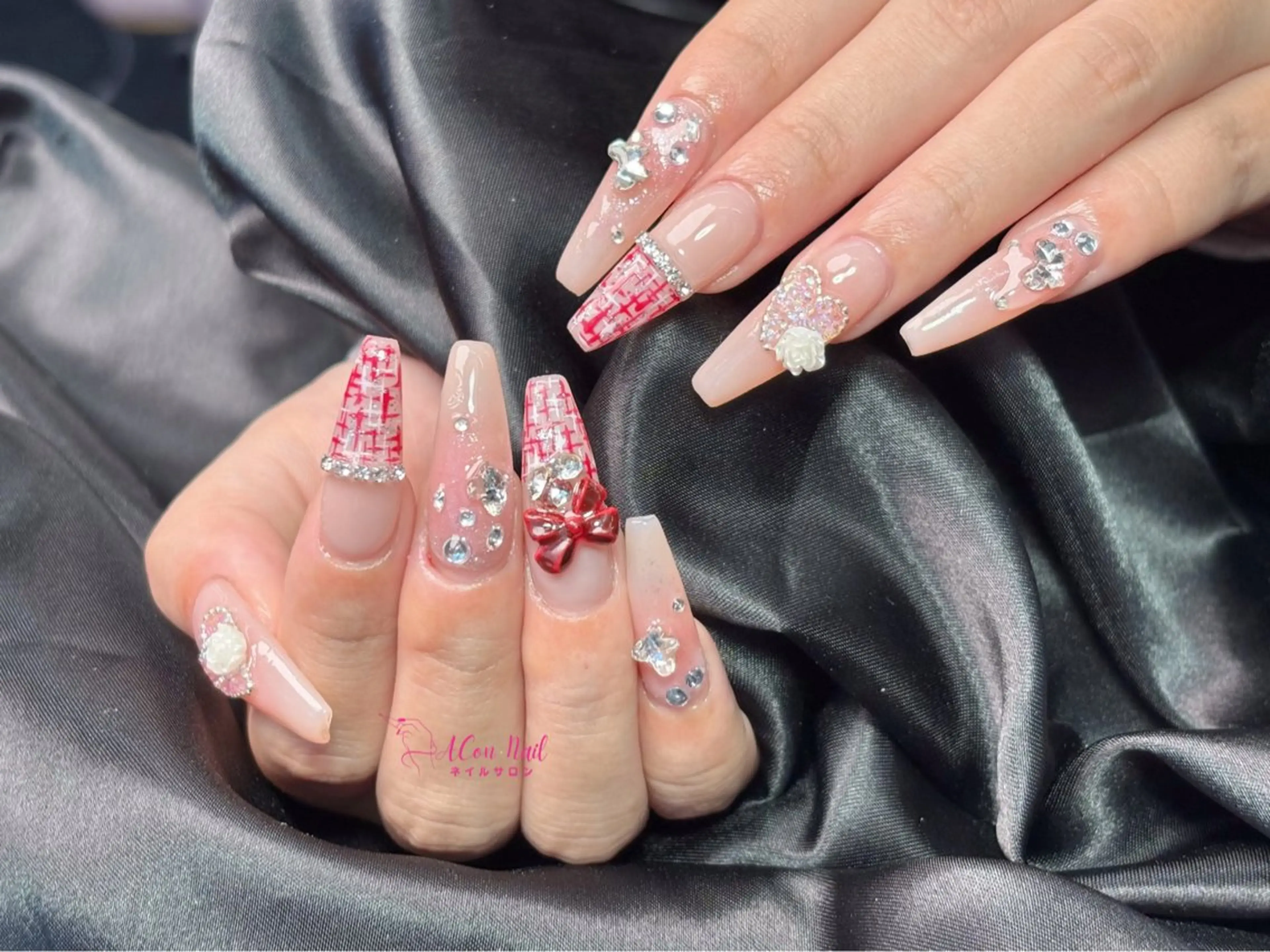 ネイル 桜ネイル 長さ出し フラワーネイル フレンチネイル ジェルネイル ハンドネイル AConNailSalon所属・ACon NailSalonのネイルデザイン