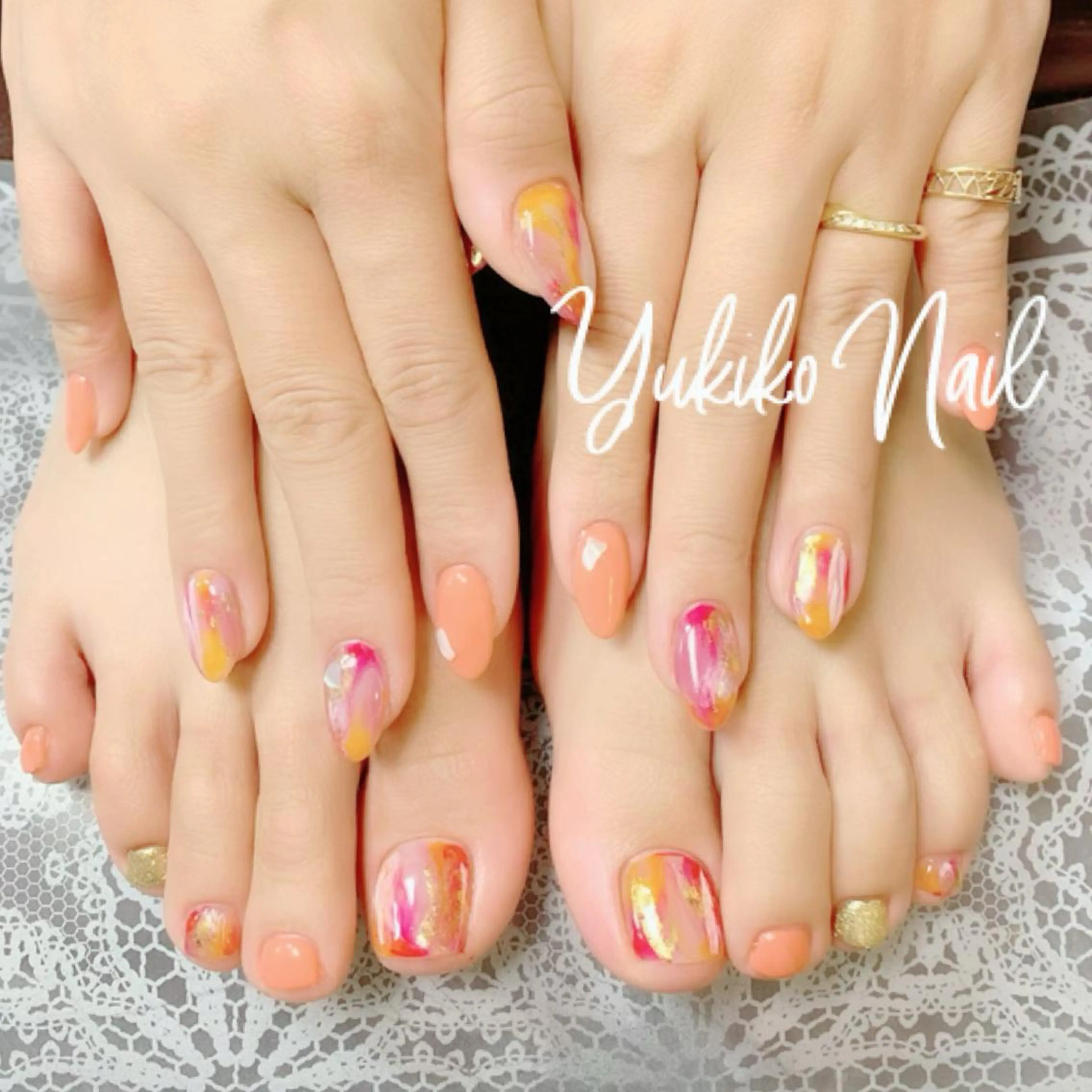 ネイル フットネイル 持ち込み ニュアンスネイル 春ネイル ユキコ ネイルのネイルデザイン