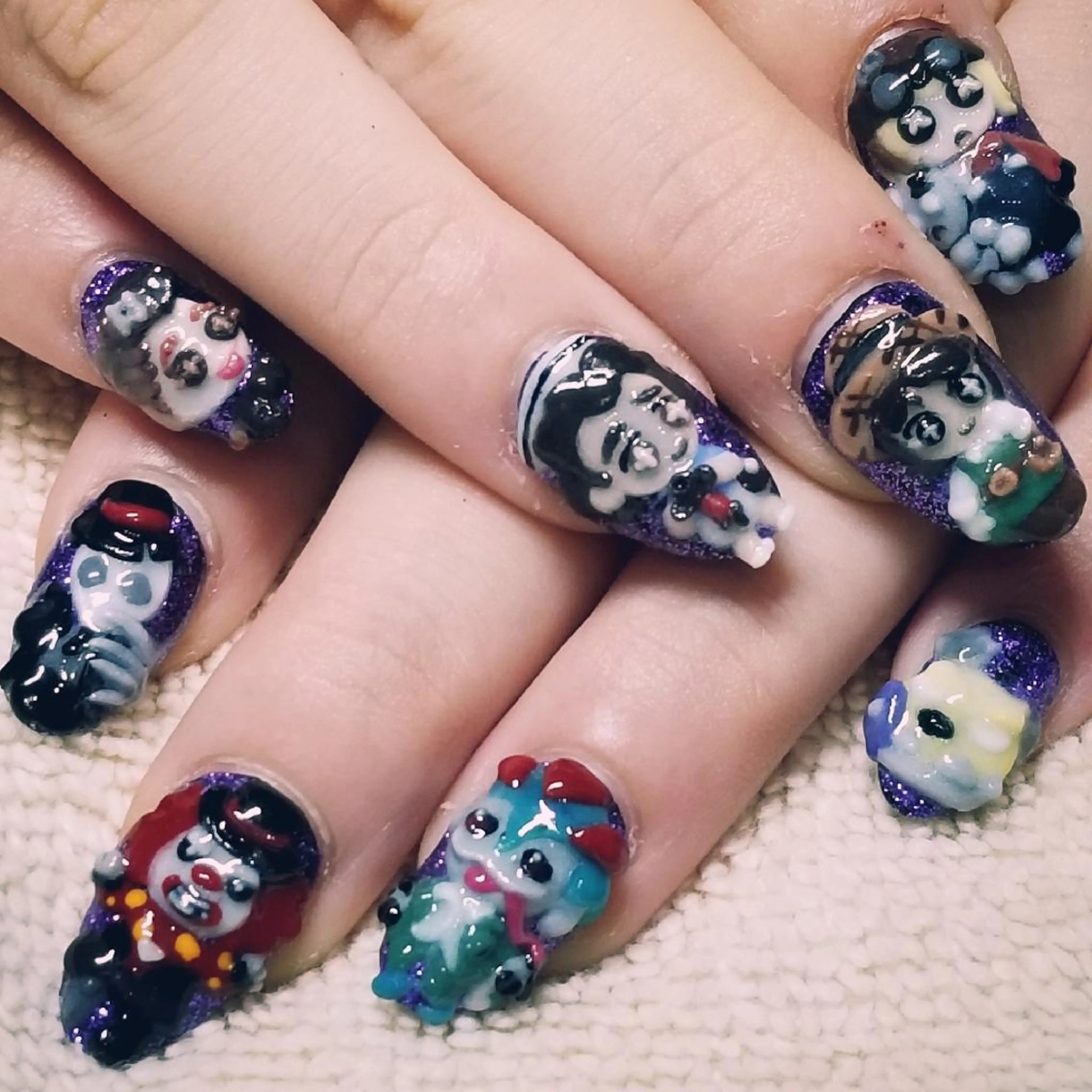 ネイル ハロウィン ラメ(グリッター) ワンカラーネイル パープル ハンドネイル よしだ ひろきのネイルデザイン