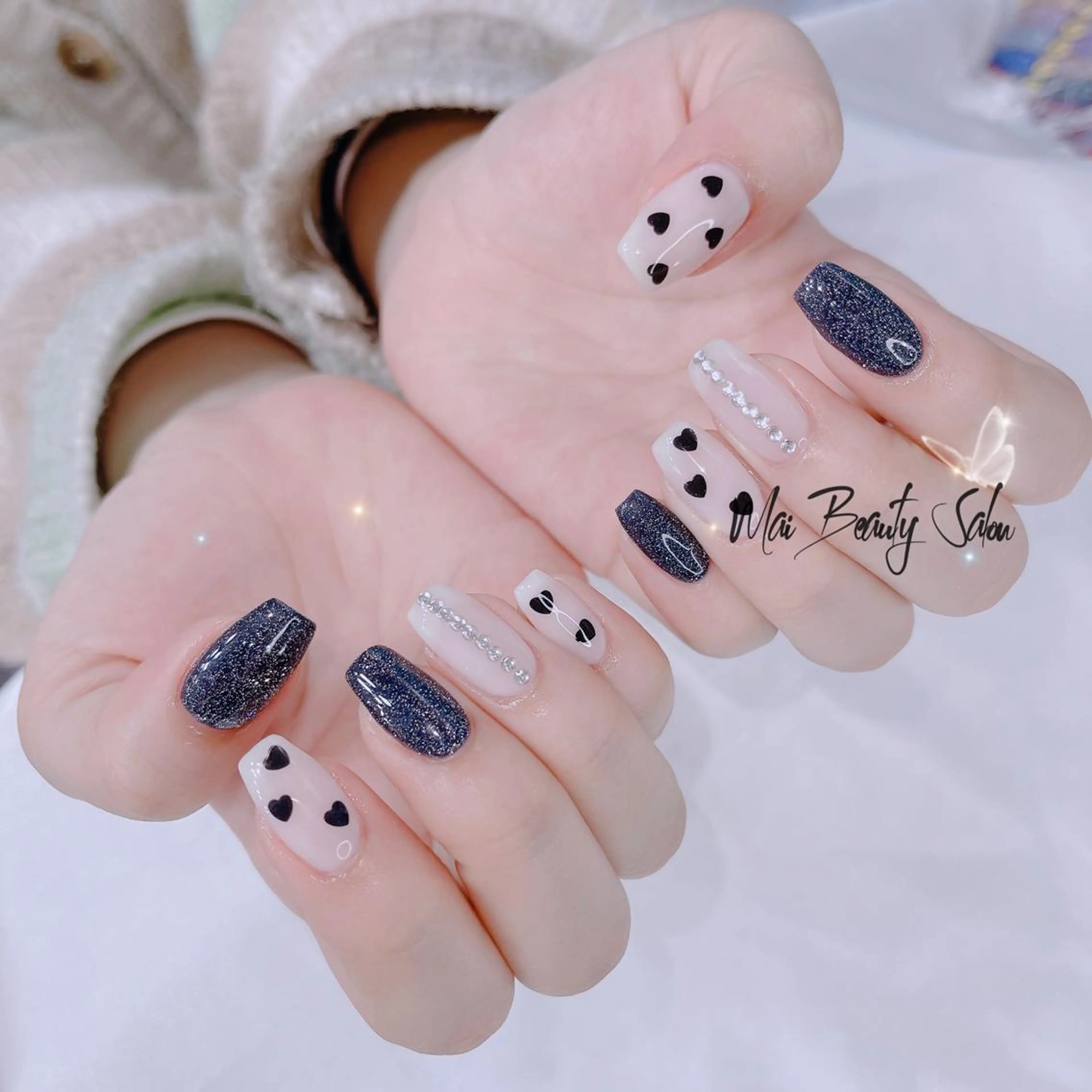 ネイル オーロラネイル チークネイル 長さ出し フラッシュネイル フットネイル MaiBeauty Niのネイルデザイン