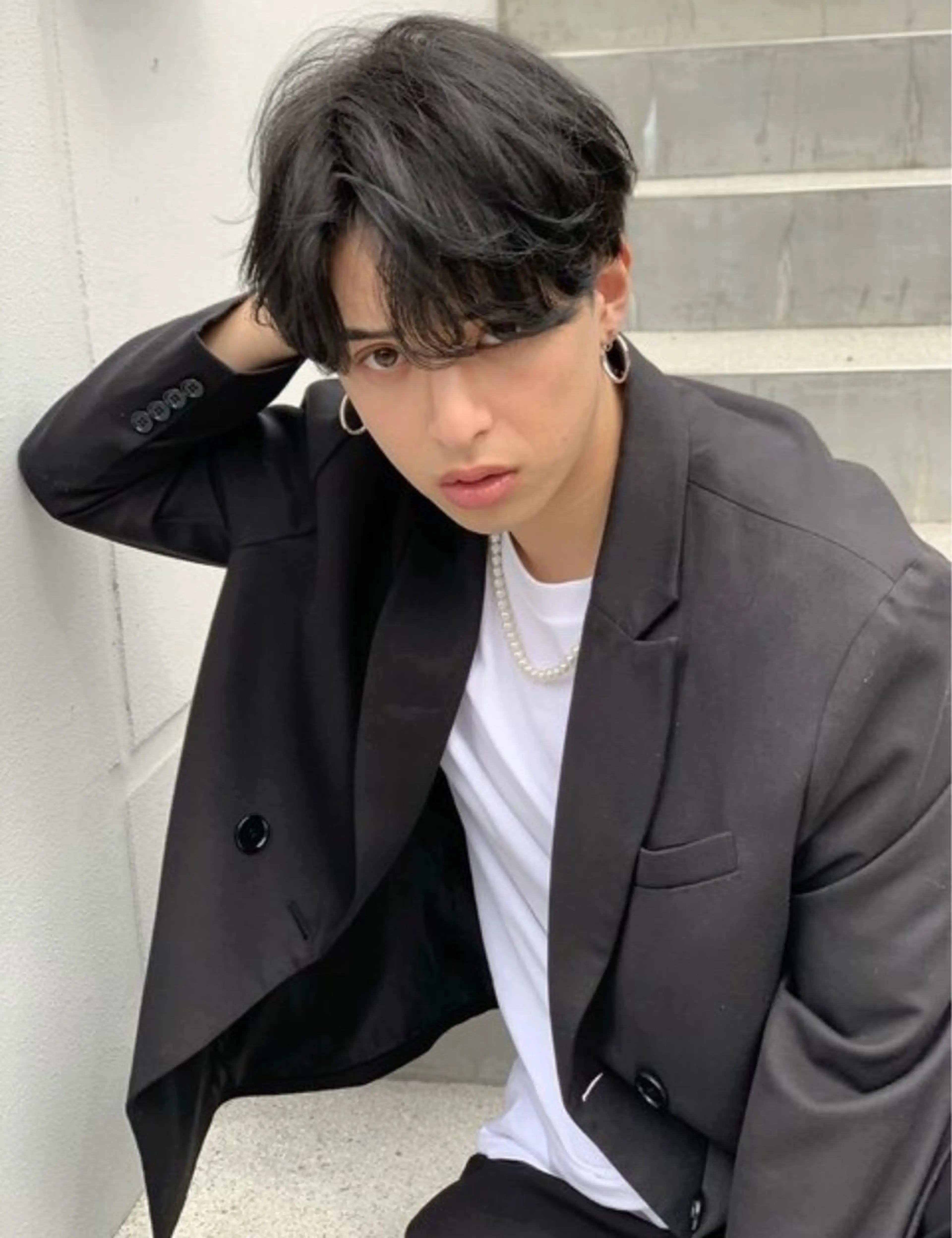 メンズ センターパート メンズパーマ カット トリートメント 似合わせカット‪// 鶴我万唯華のヘアスタイル