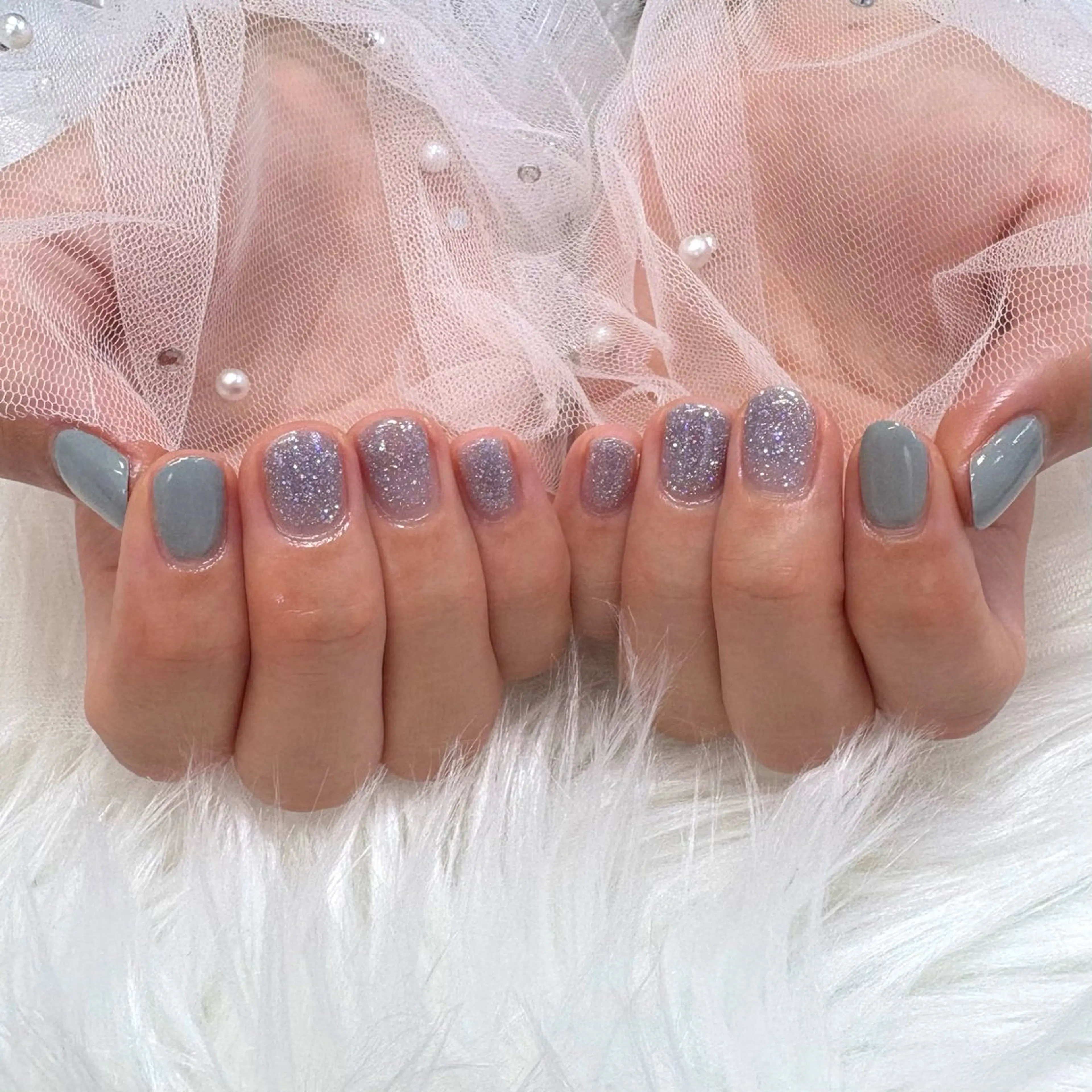 ネイル ブルー ハンドネイル SHINE nail salonのネイルデザイン