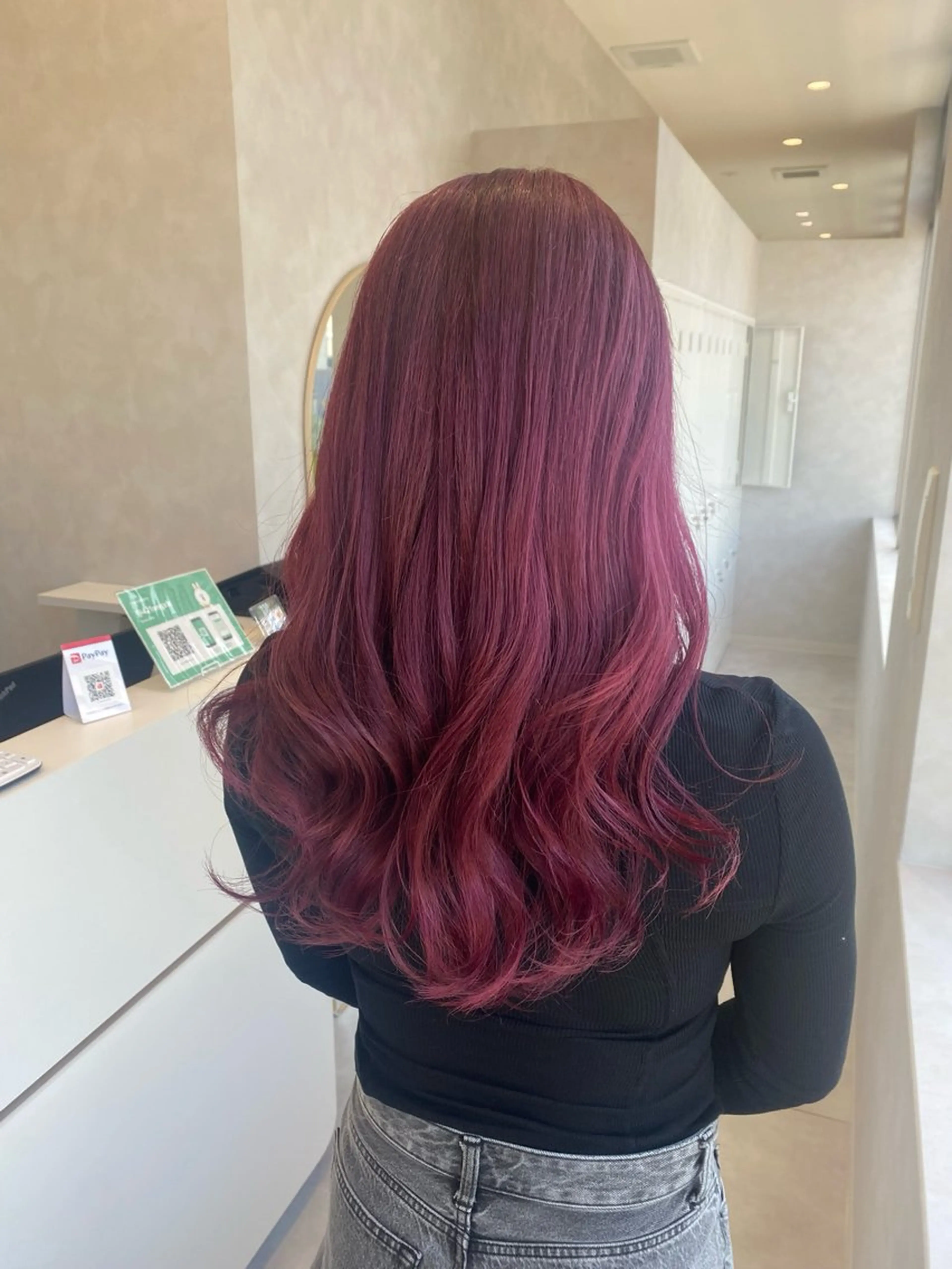 ロング カラー ブリーチ レッドカラー 韓国ヘア・カラー 🩵SHIZUKUのヘアスタイル