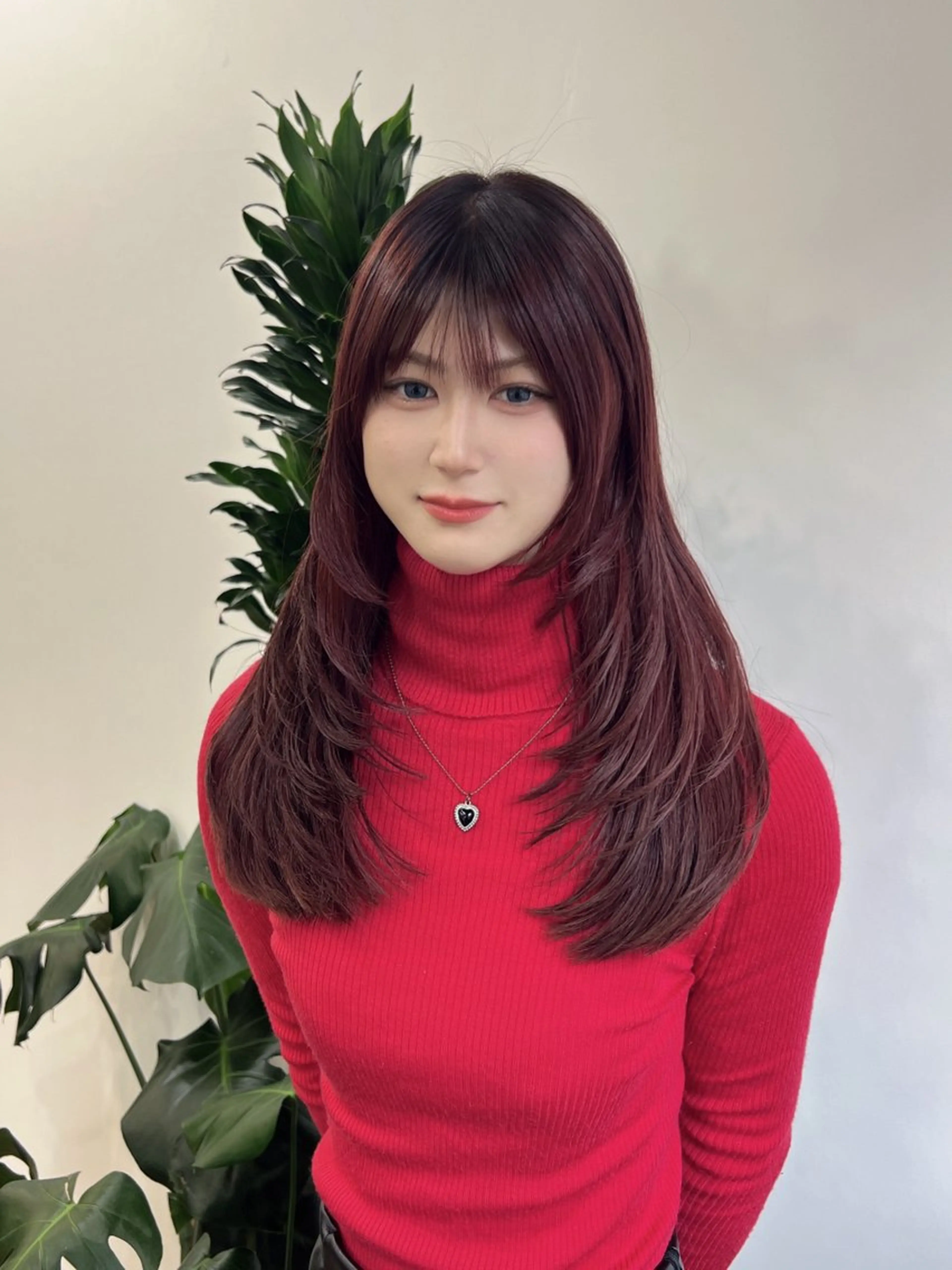 ロング カラー レッドカラー レイヤーカット ワンホンレイヤー カット ヘアカラー トリートメント 渋谷レイヤーカット❌ 縮毛矯正専門/武田涼のヘアスタイル