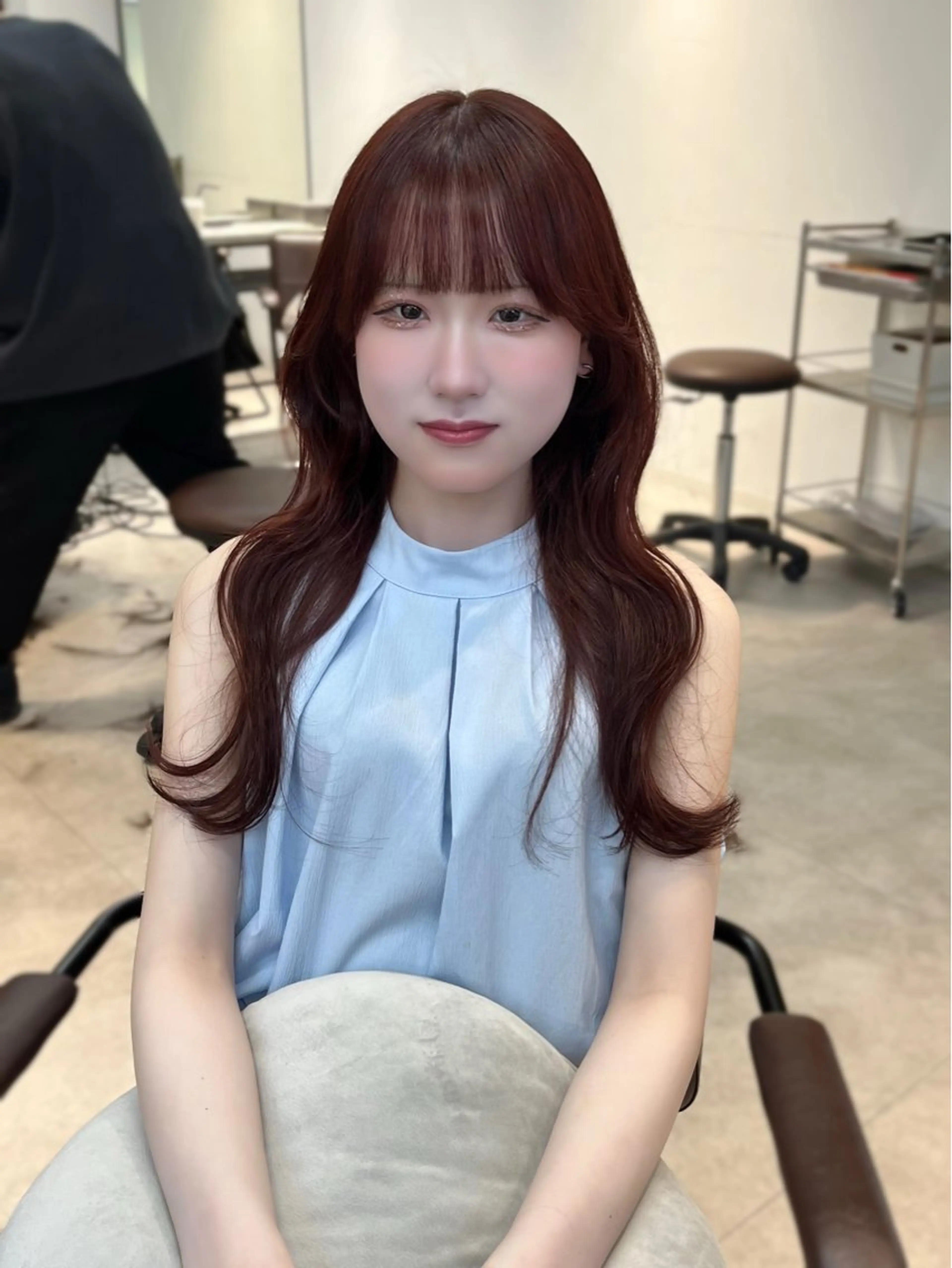 カラー ヘアアレンジ ブリーチ ブリーチなしカラー レッドカラー カット ヘアカラー 似合わせ顔まわり カット💛森尾真由美のヘアスタイル