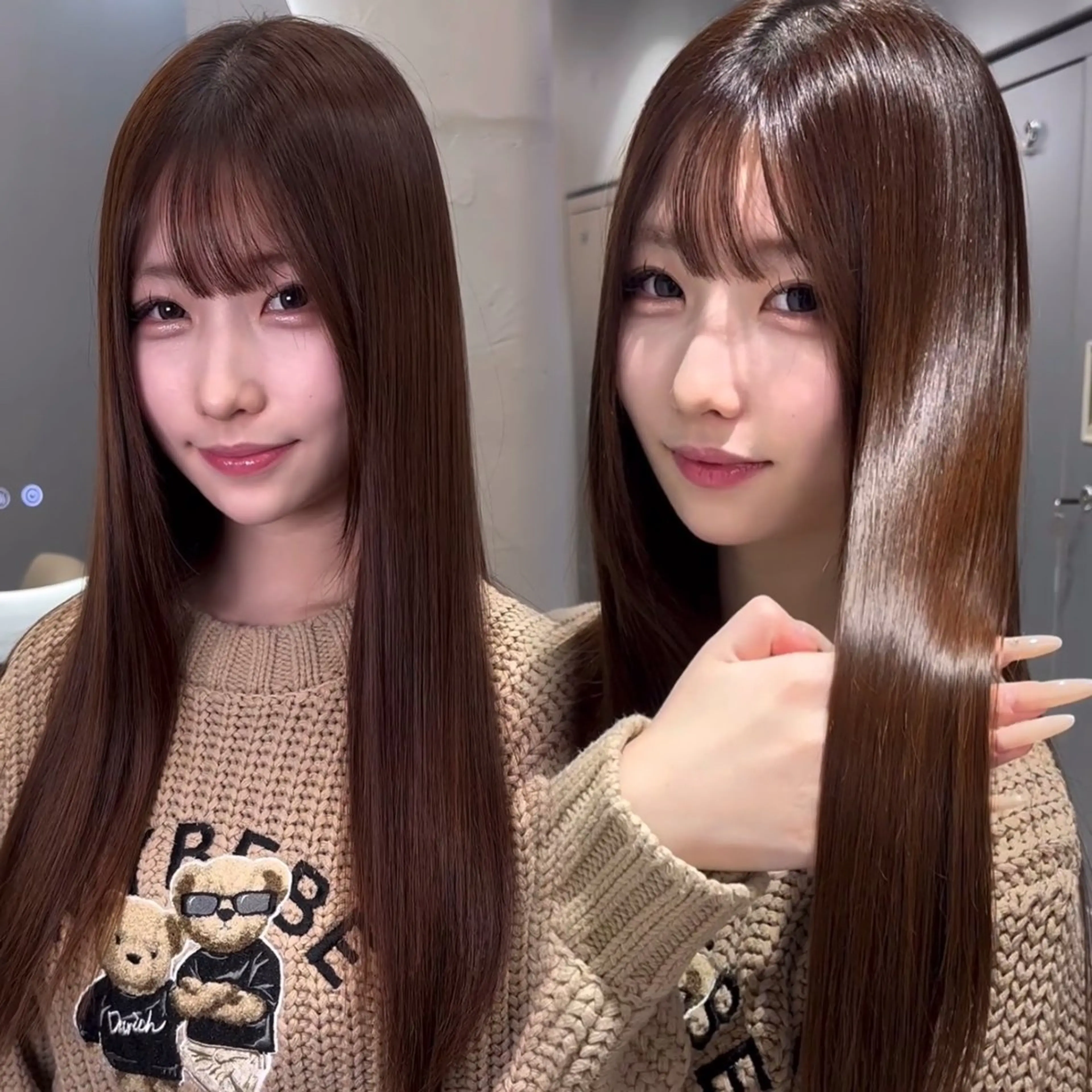 ロング カット 縮毛矯正 トリートメント 韓国/ワンホンヘア 髪質改善/MaCoのヘアスタイル