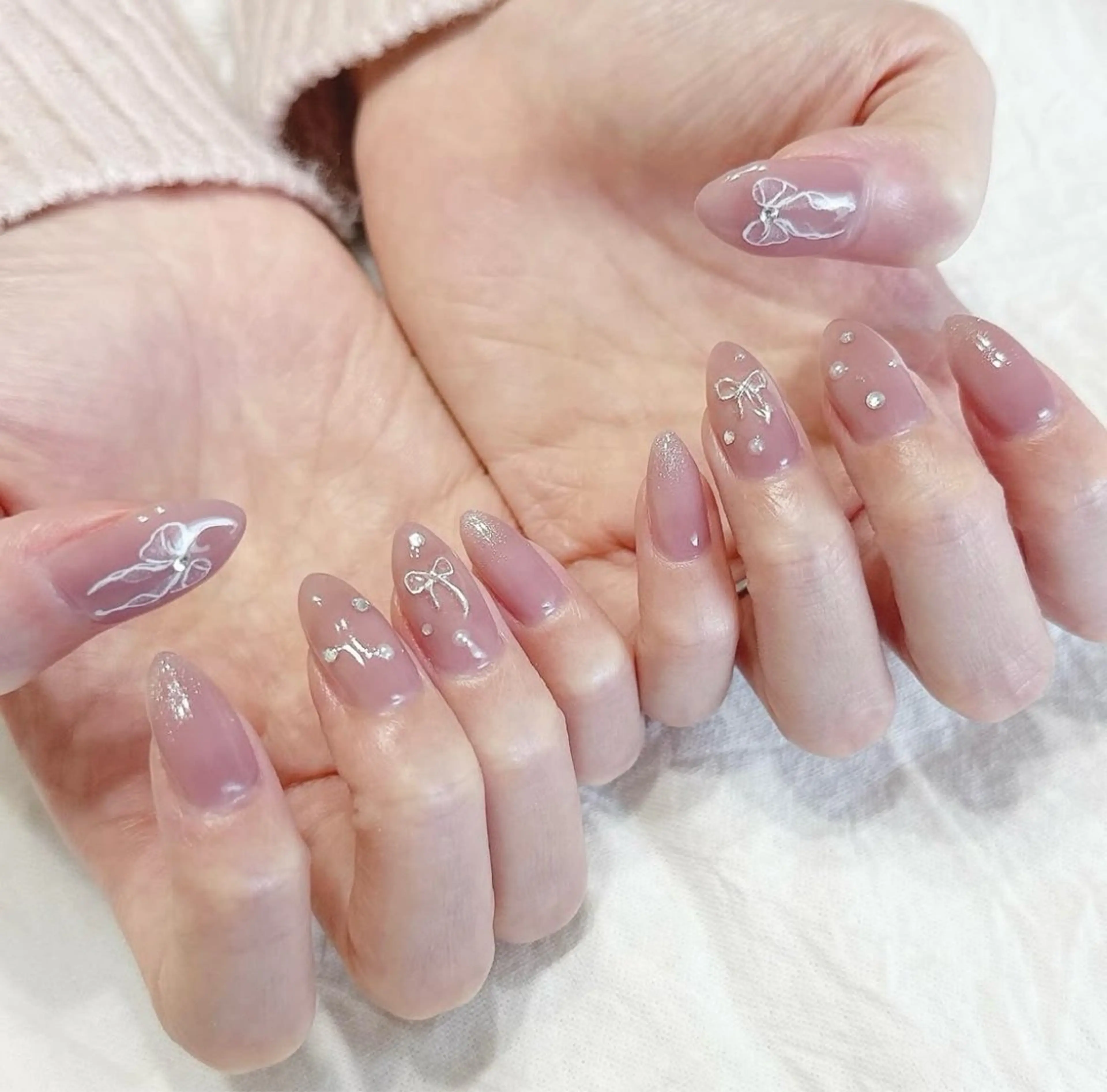 ネイル ピンク パープル シルバー ハンドネイル peaberry nailのネイルデザイン