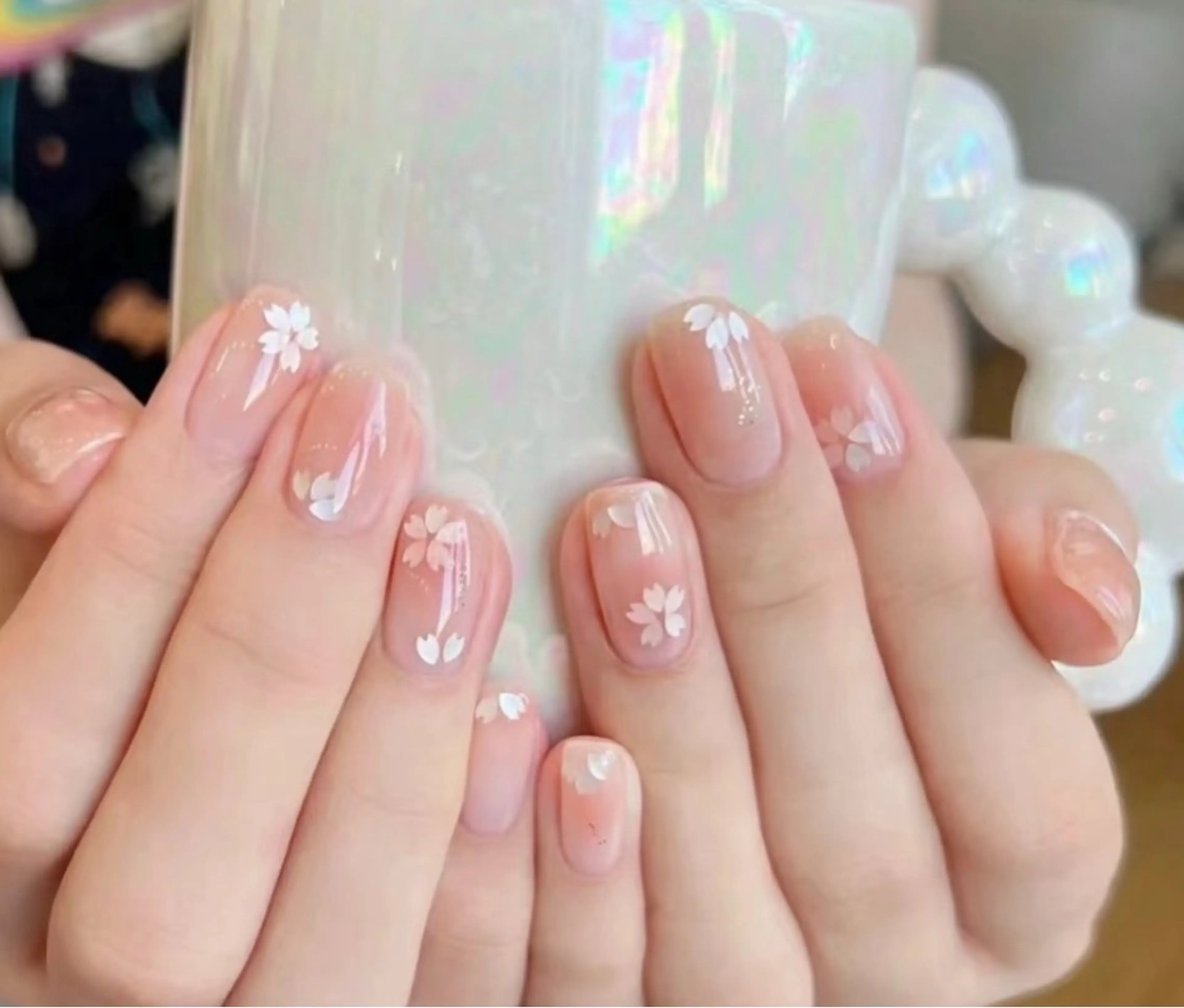 ネイル アートネイル オーロラネイル チークネイル フレンチネイル ガラスフレンチ ハンドネイル 🎀🎀YooLi Nail Salonのネイルデザイン