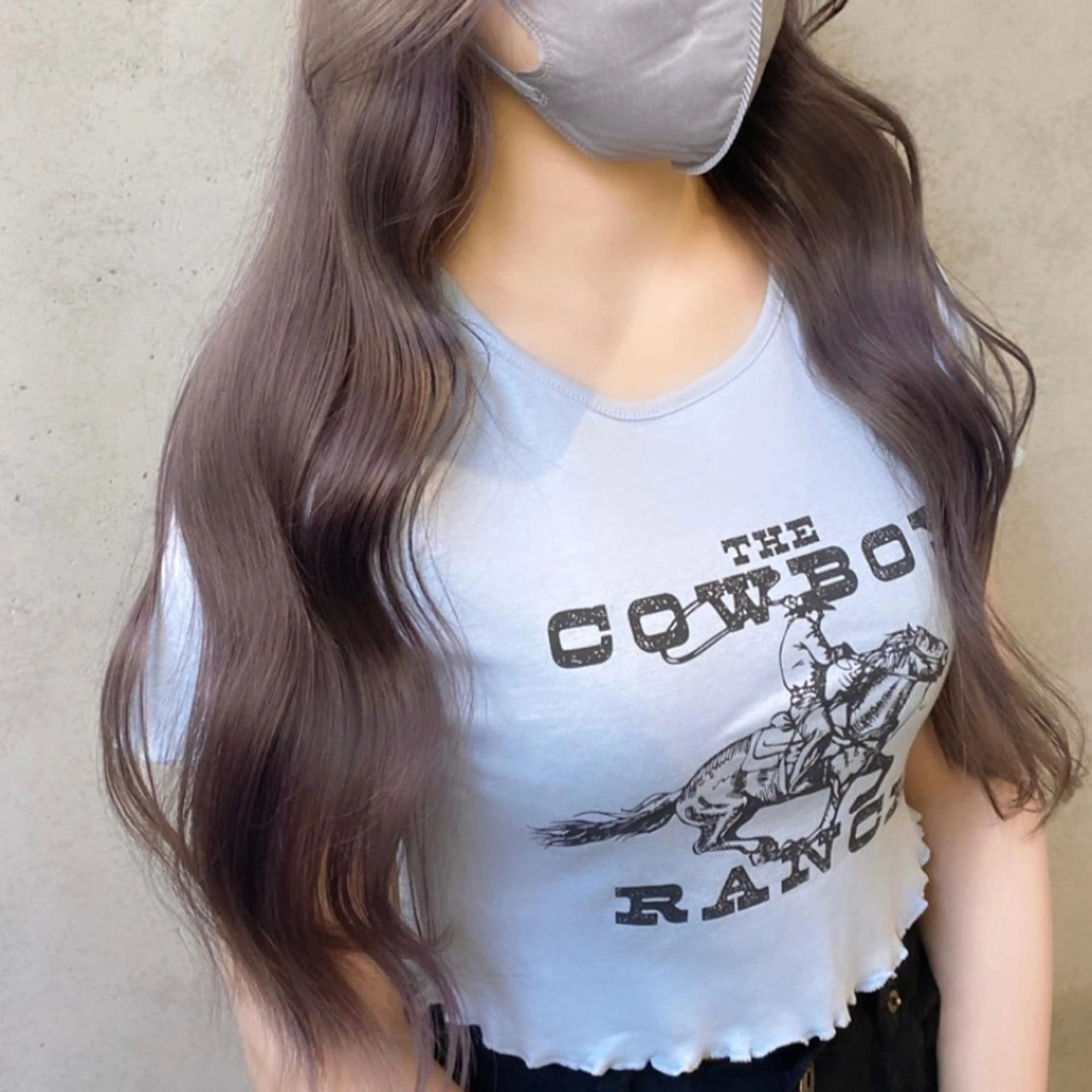 ロング カラー アッシュ ベージュカラー 黒髪 ブルーカラー ブルーブラック 透明感/韓国風 🤍moeka🤍のヘアスタイル