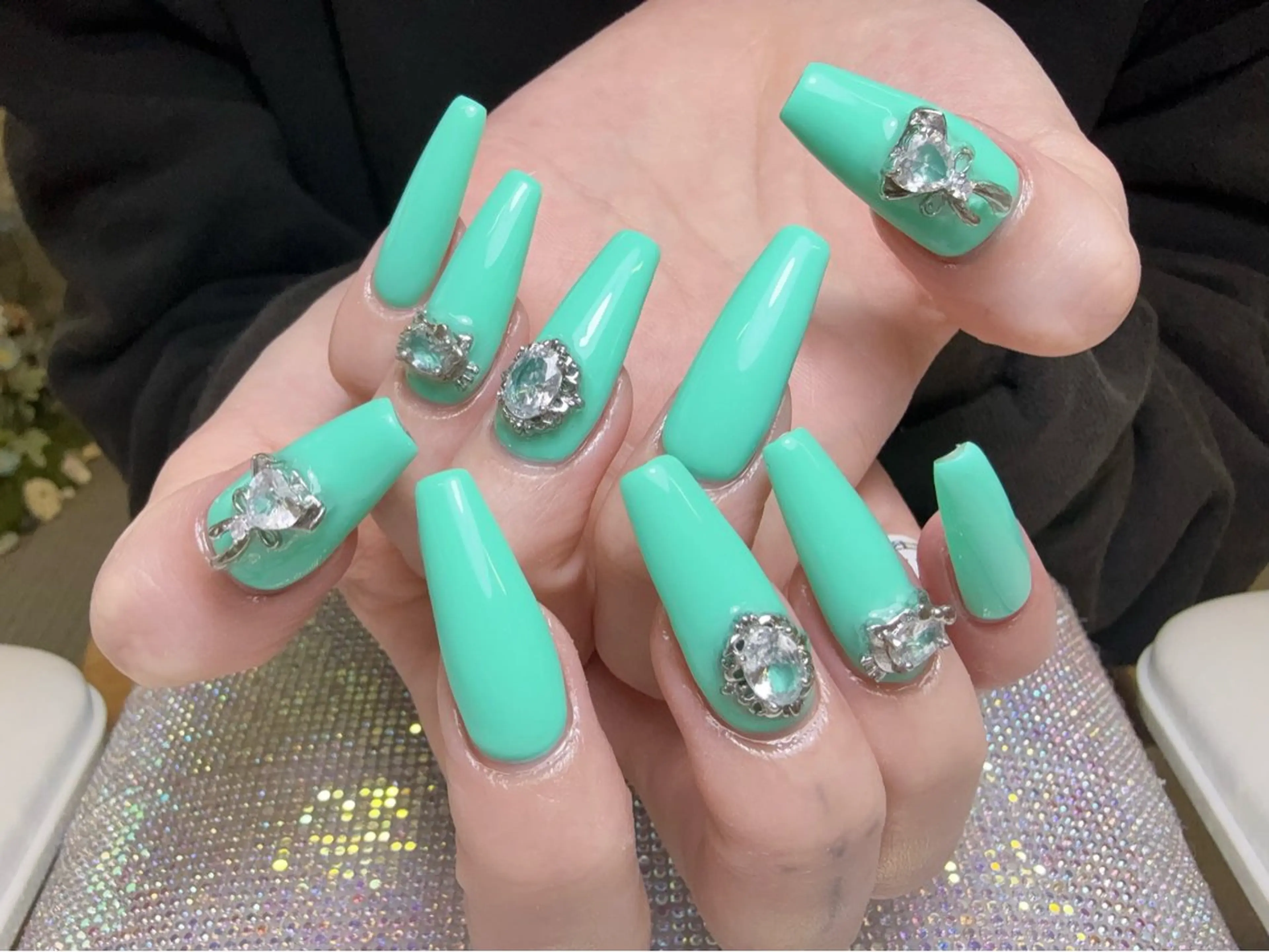 ネイル オーロラネイル チークネイル 長さ出し フットネイル フレンチネイル ハンドネイル Yu  Ki ネイルのネイルデザイン