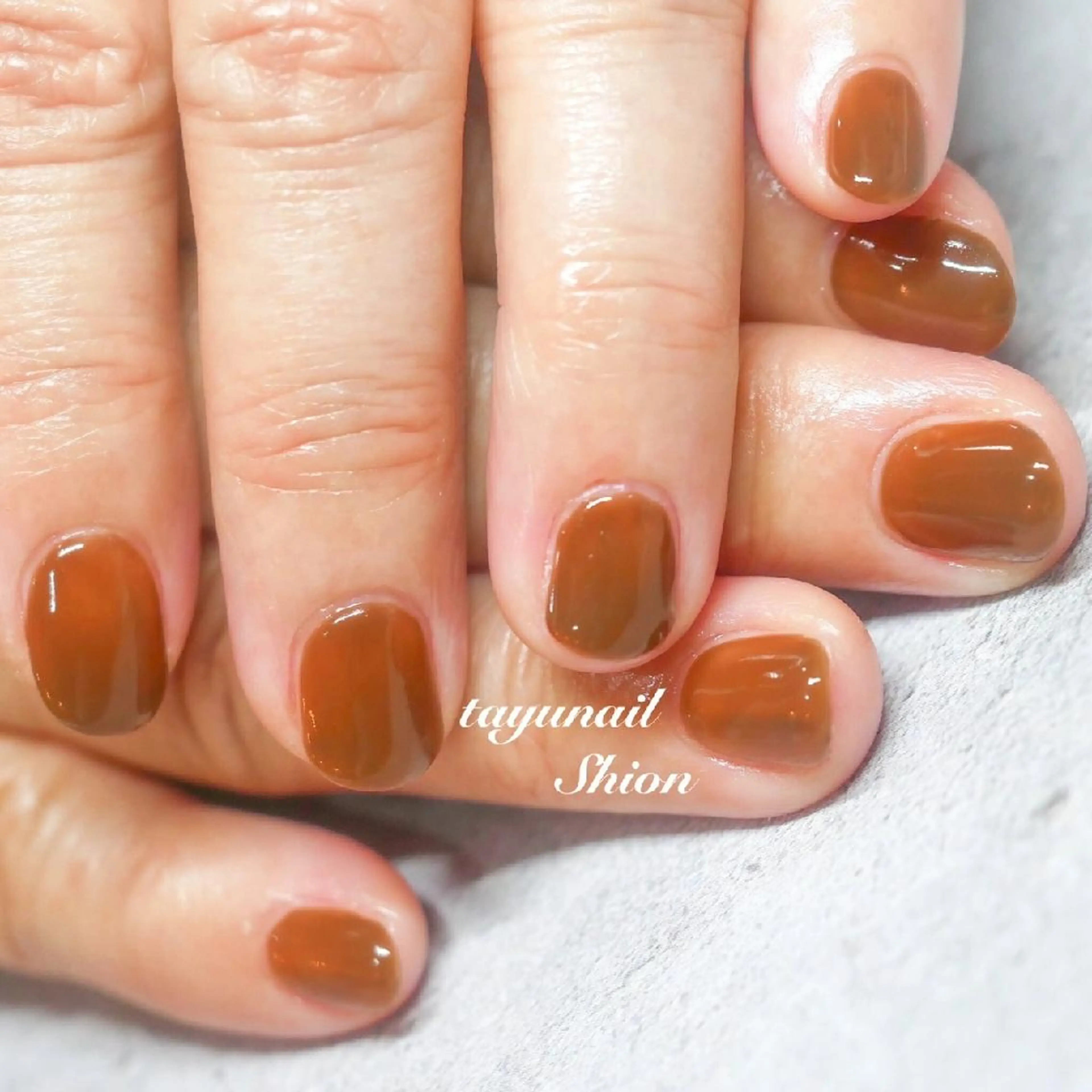 ネイル ブルー ブラウン ジェルネイル ワンカラーネイル パラジェル ネイルサロン 【たゆnail】のネイルデザイン