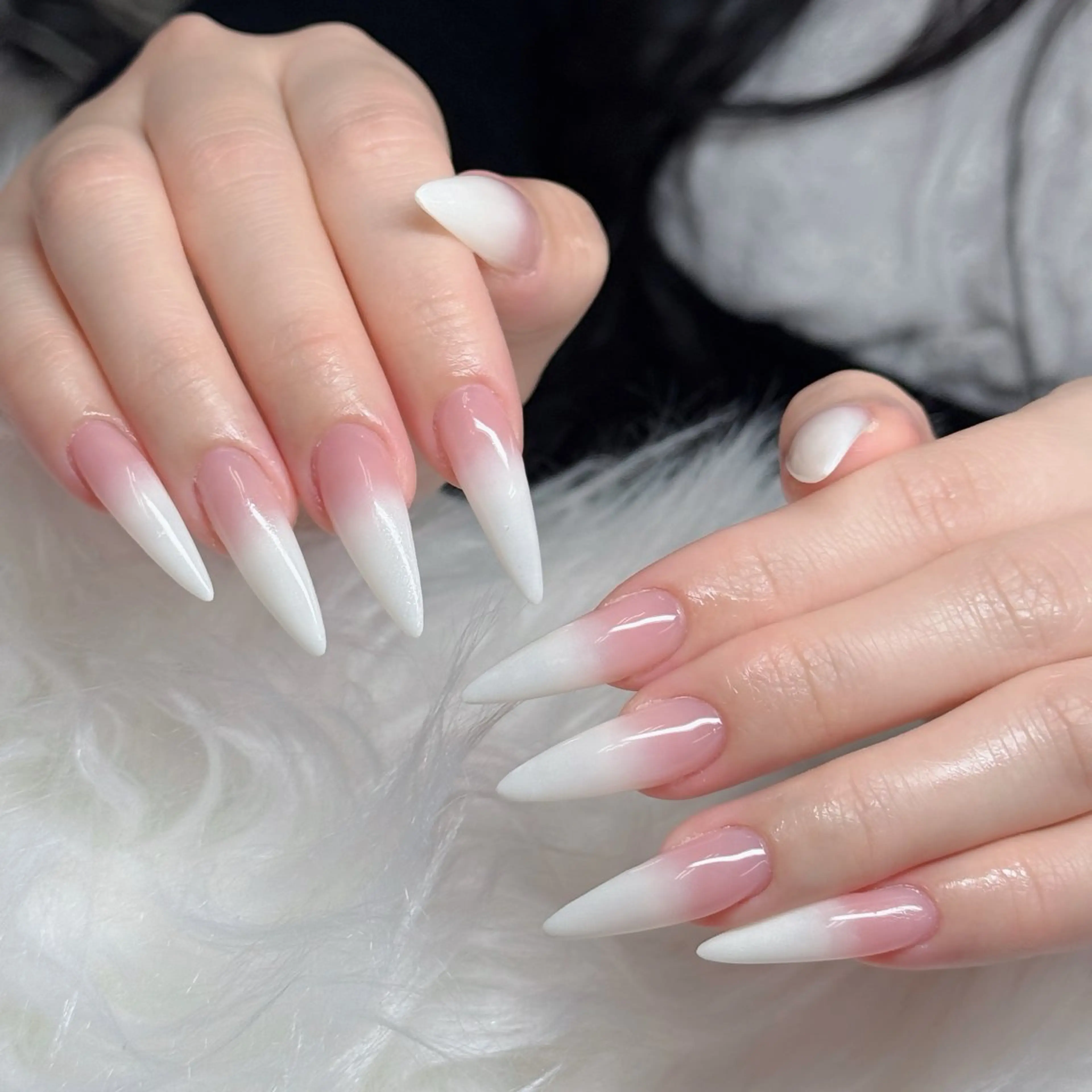 ネイル フットネイル フレンチネイル グラデーション 韓国ネイル ロングネイル ハンドネイル Hani Nail Salonのネイルデザイン