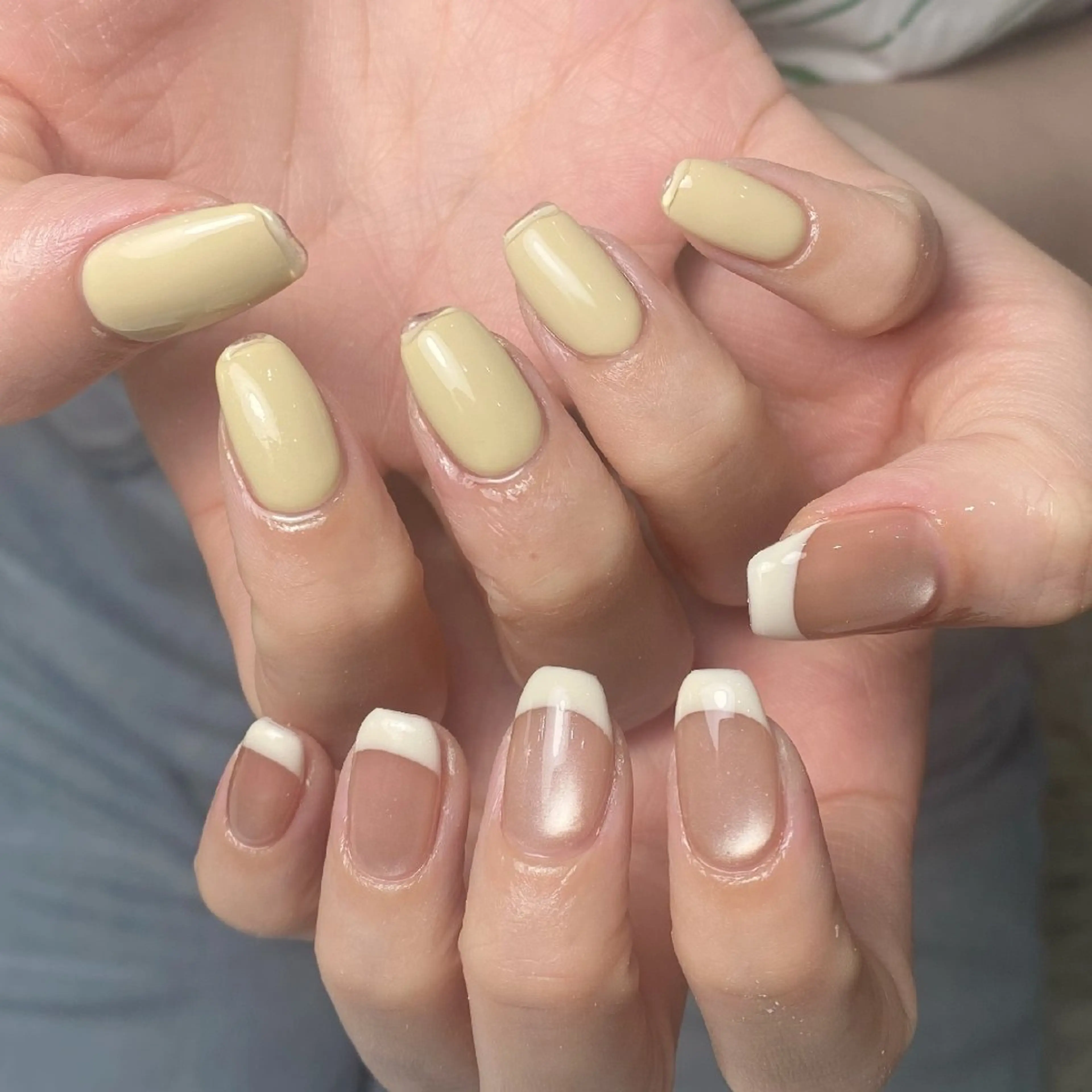 ネイル チークネイル フレンチネイル ジェルネイル ガーリー キラキラネイル ハンドネイル UM Nail Salonのネイルデザイン