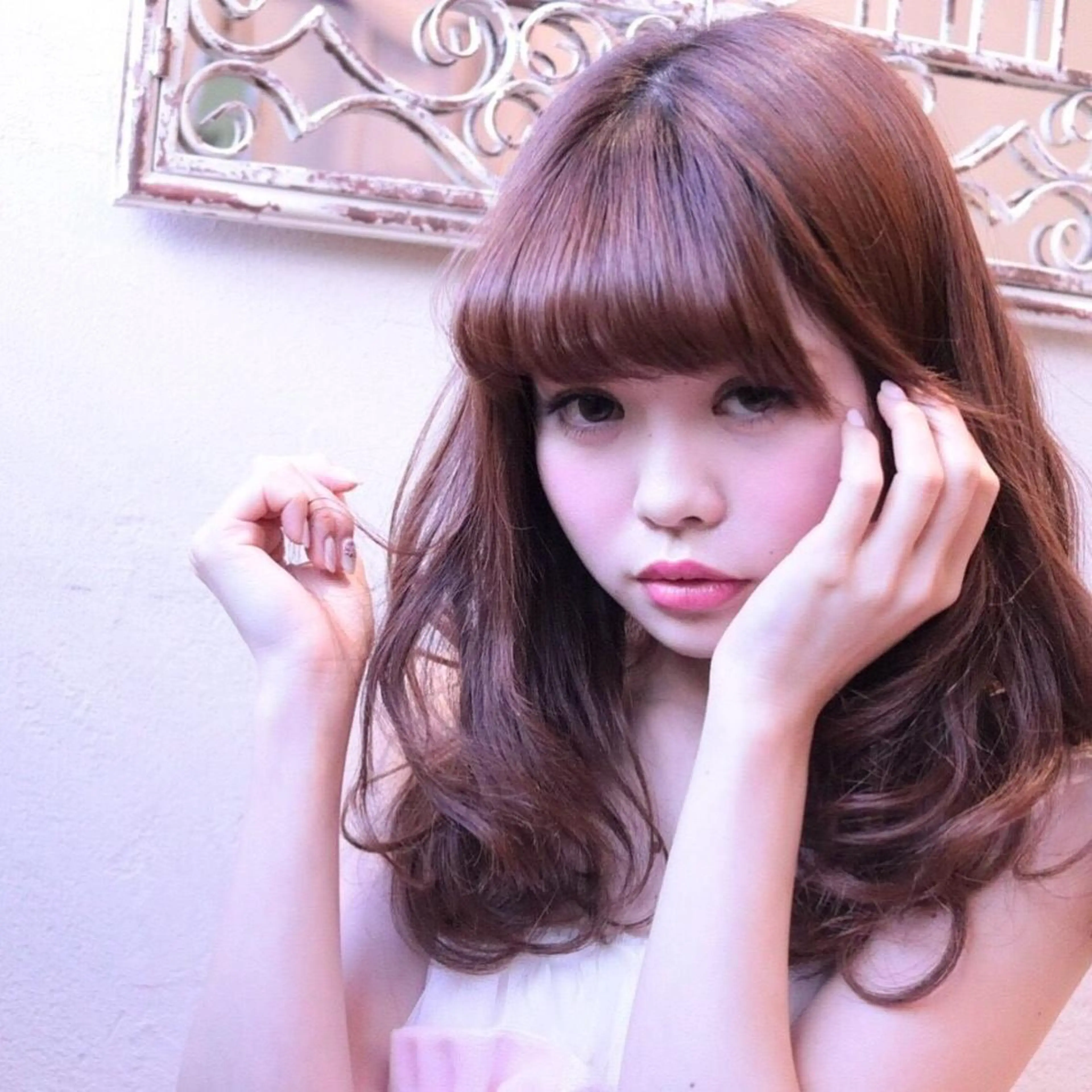 ミディアム セミロング ロング カラー 縮毛矯正クロスパーマ 益子達也のヘアスタイル