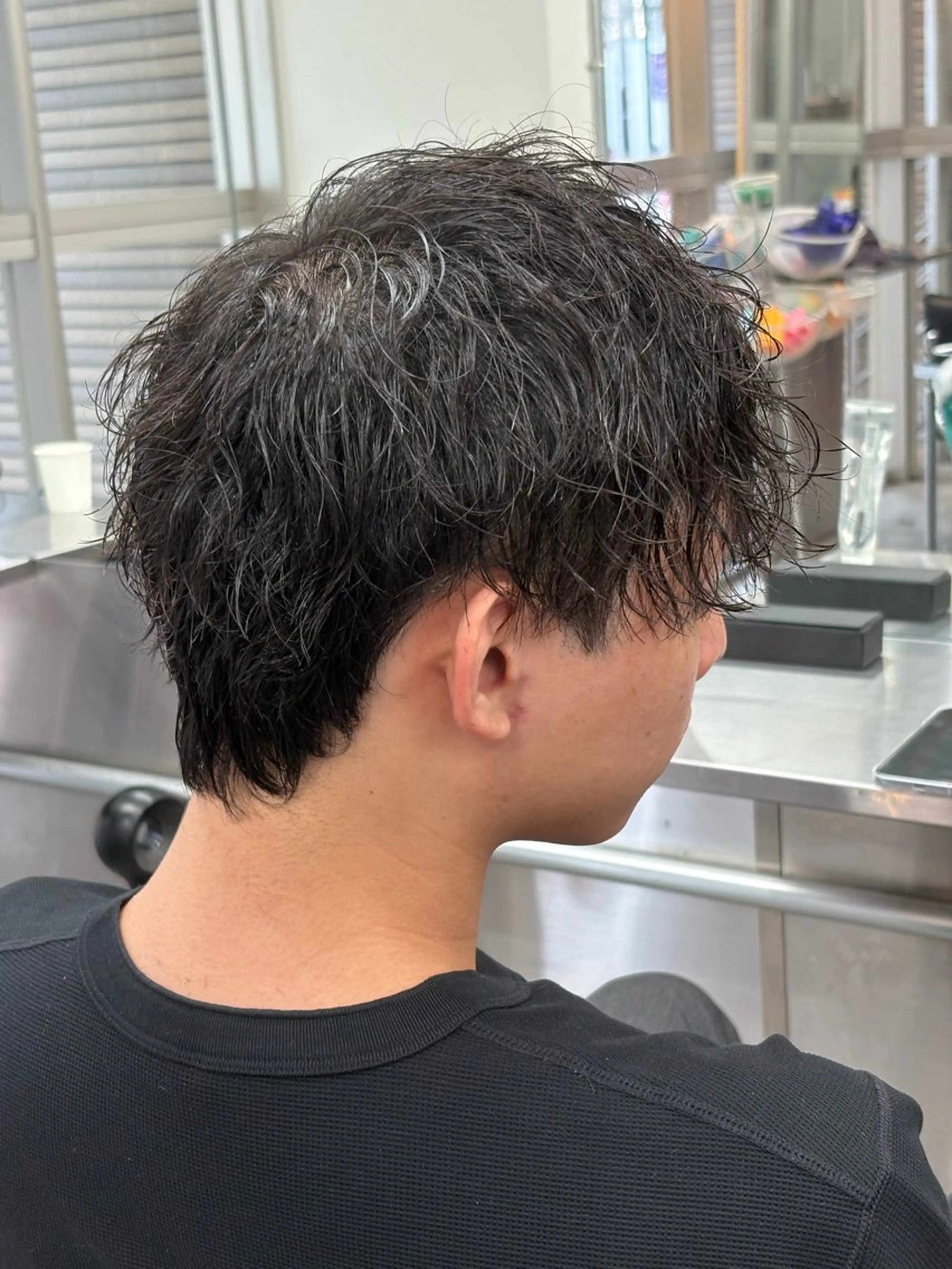 ミディアム カラー パーマ メンズ カット ヘアセット 🔥最強メンズ特化/ パーマの達人🔥風見のヘアスタイル