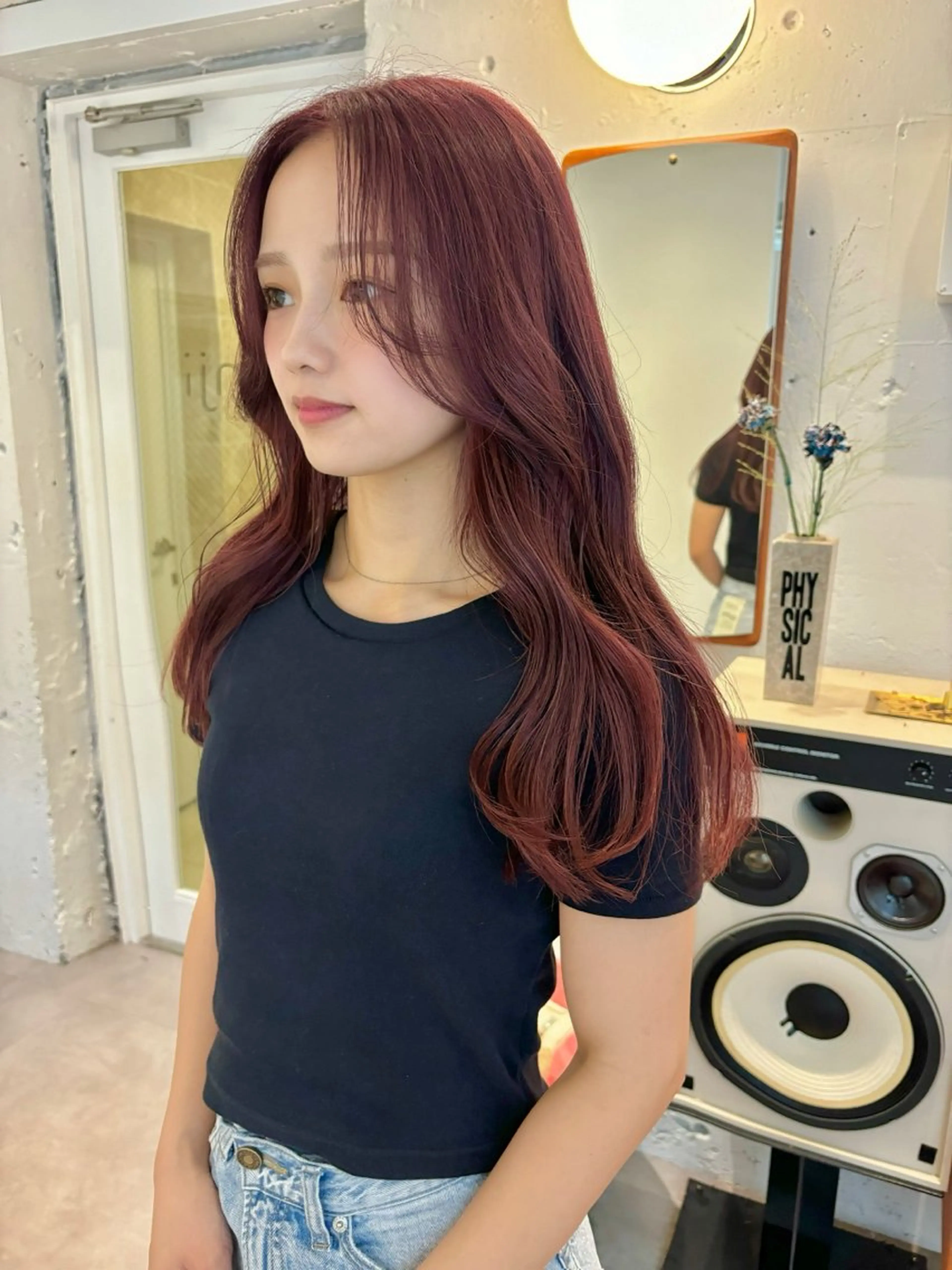 ロング カラー ブリーチ ボルドーカラー トリートメント ヘアカラー ✨髪質改善/透明感 カラー🪽わかなのヘアスタイル