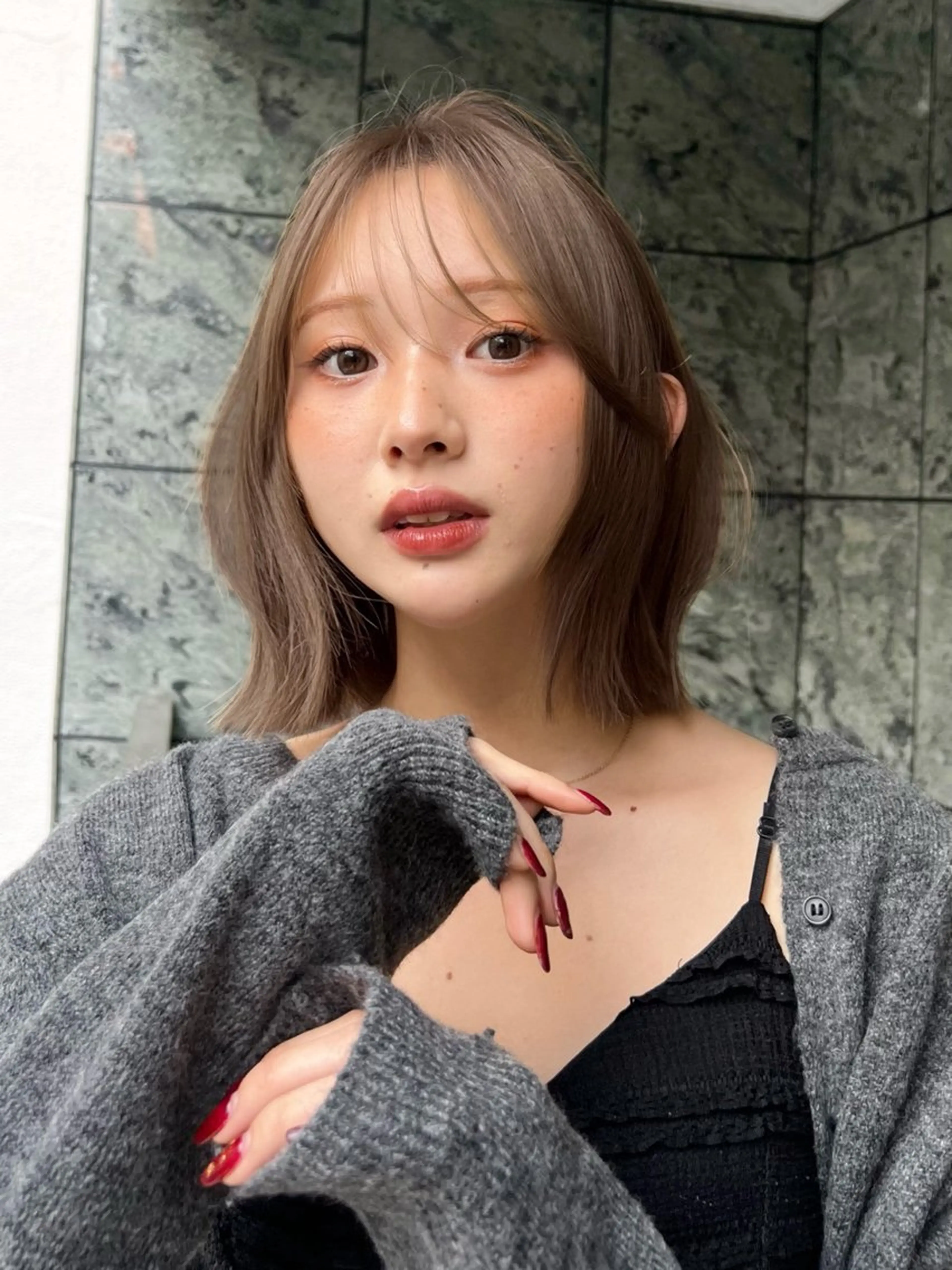 ショート カラー 透明感カラー ボブ 小顔ボブ jilblanカホのヘアスタイル