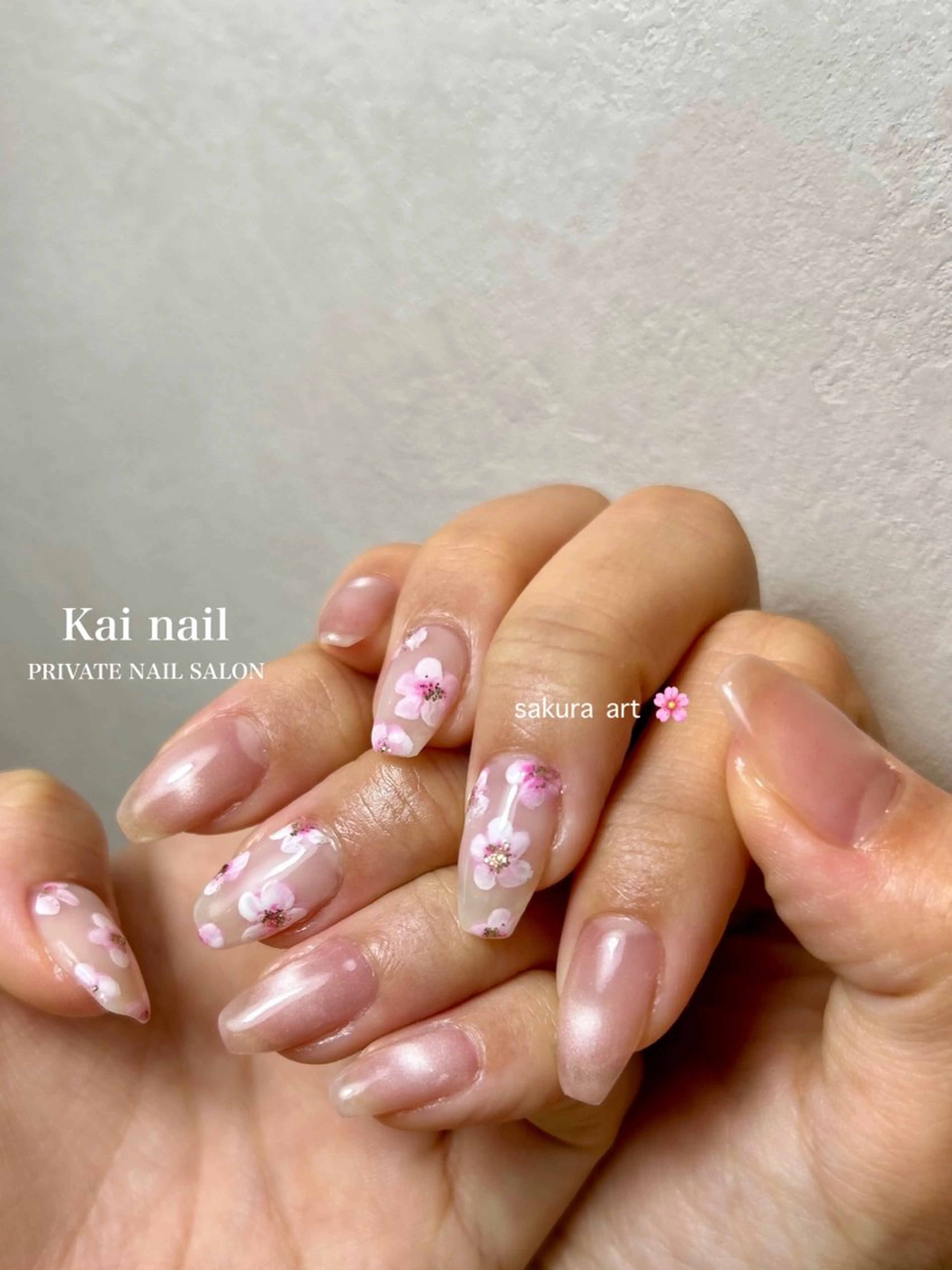ネイル アートネイル 桜ネイル 入学式 フラワーネイル 卒業式 ハンドネイル Kai  nail Mayukoのネイルデザイン