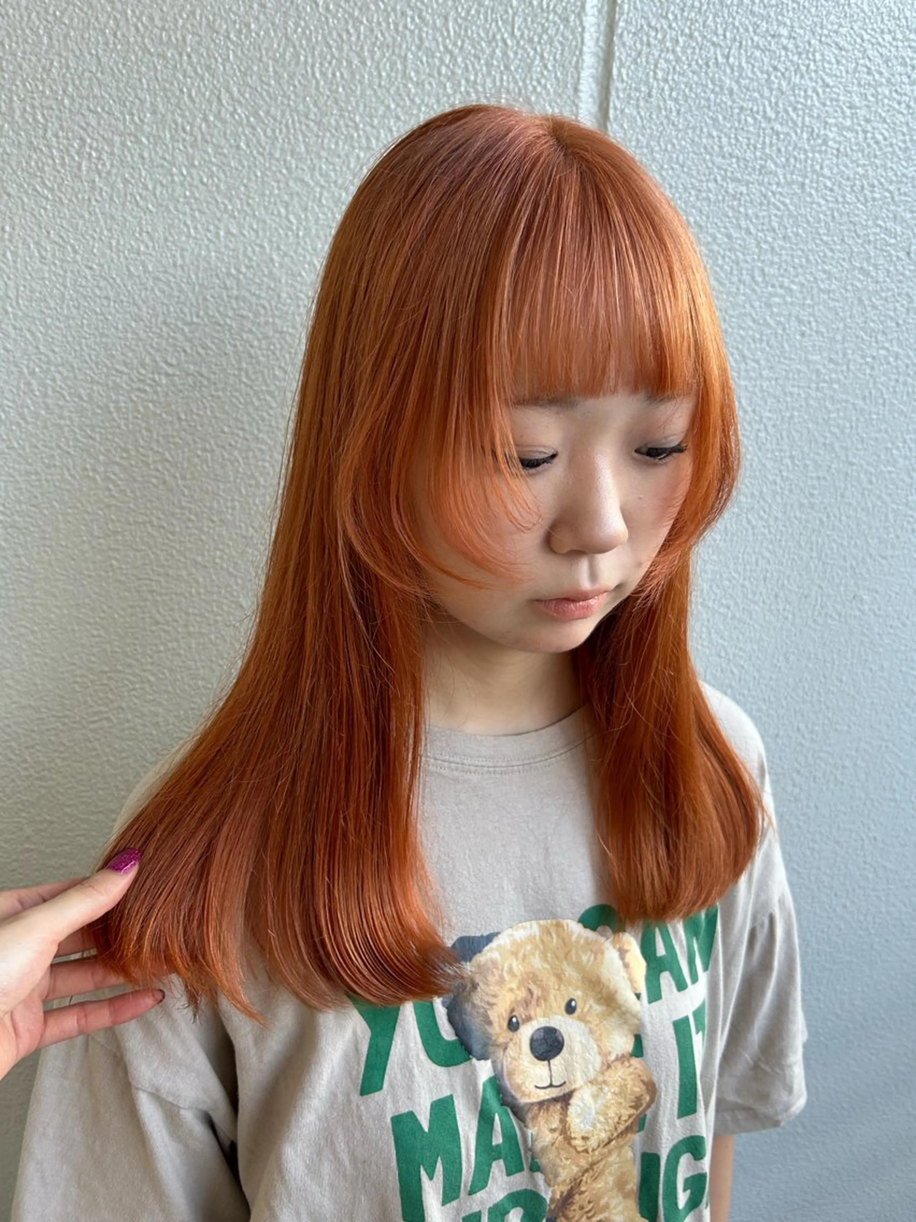 セミロング カラー ベージュカラー オレンジ オレンジベージュ 《暖色/韓国hair 》🇰🇷桑原ユキネのヘアスタイル