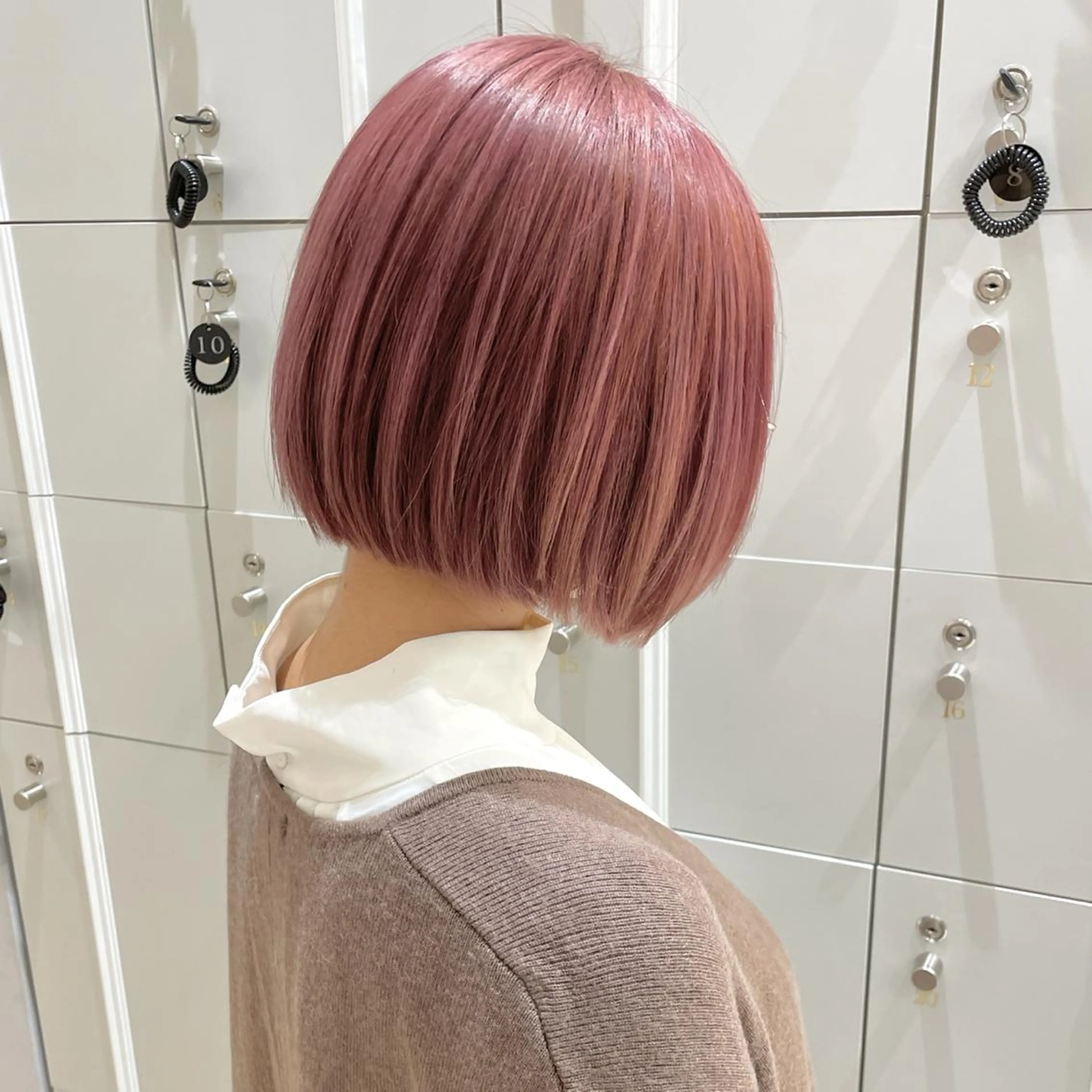 ショート カラー ブリーチ ピンクカラー ボブ カット ヘアカラー トリートメント 💎小顔前髪&髪質 改善カラー💎片桐のヘアスタイル