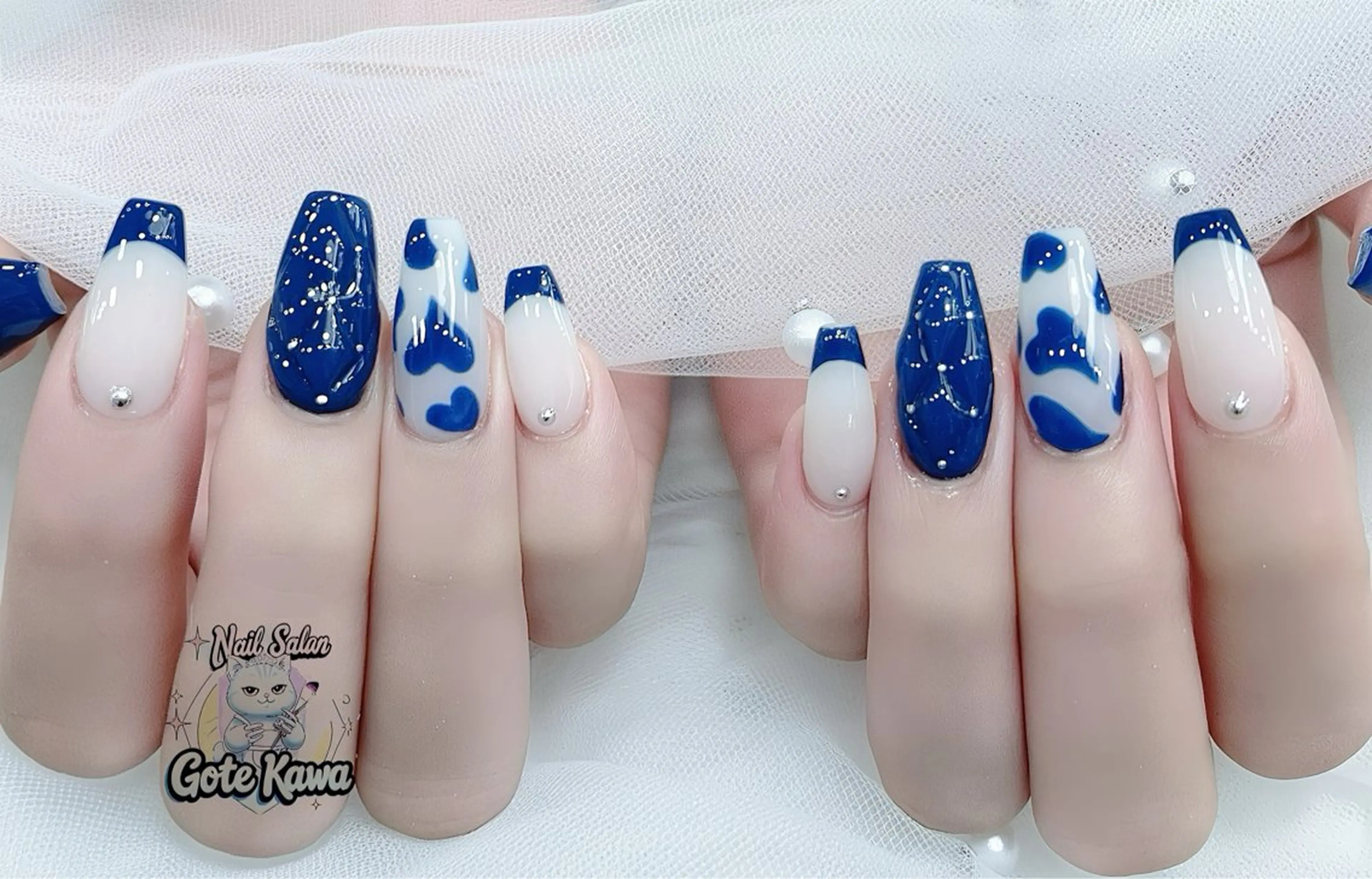 ネイル アートネイル 長さ出し キラキラネイル ピンク リボン ハンドネイル ハンドケア Gote Kawa nail salonのネイルデザイン