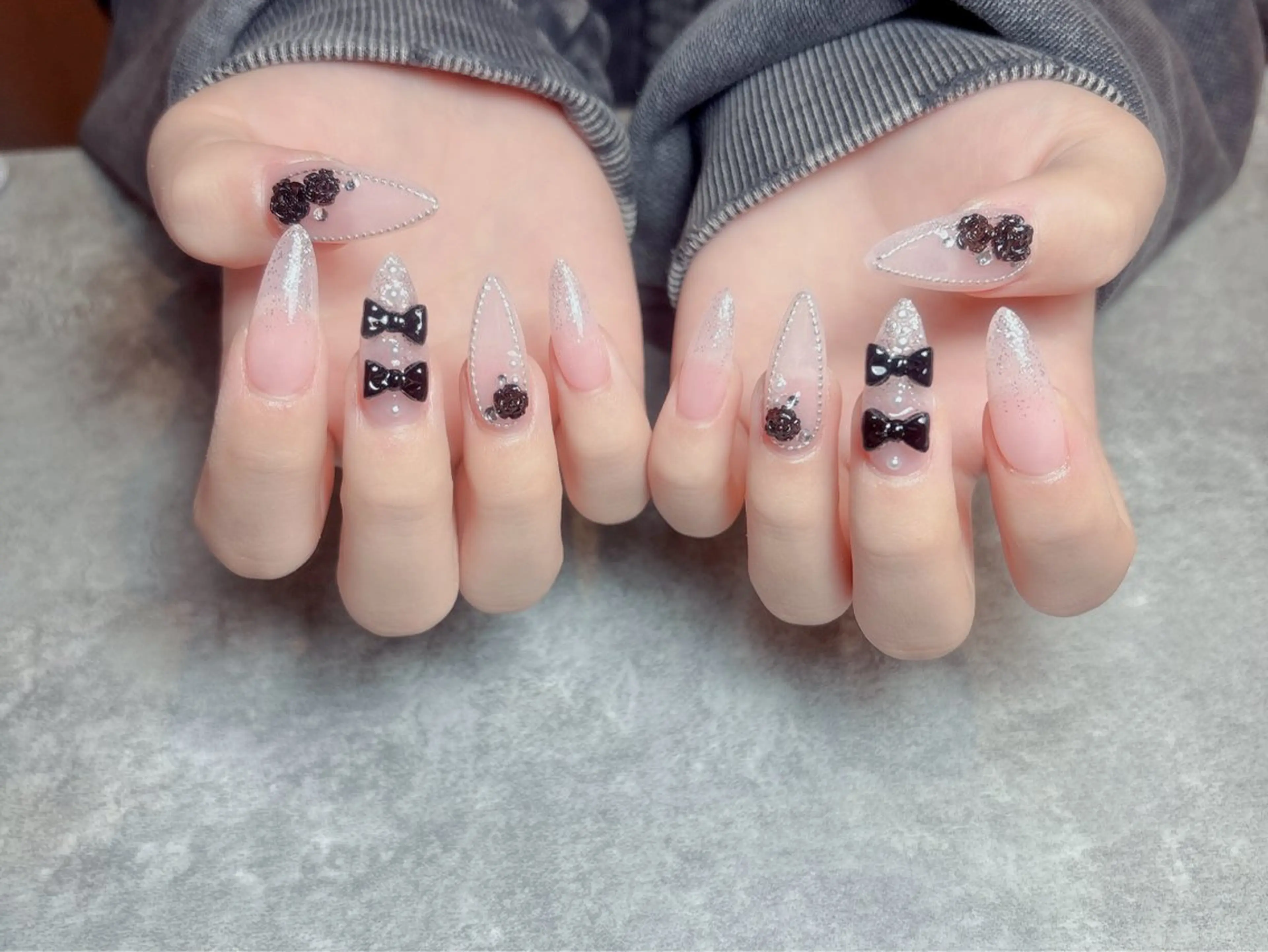 【新規ソフトジェルオフ込み】❣️チップスカルプ長さだし❣️持ち込み(デザイン6本まで、大きいパーツ別料金)11000の写真