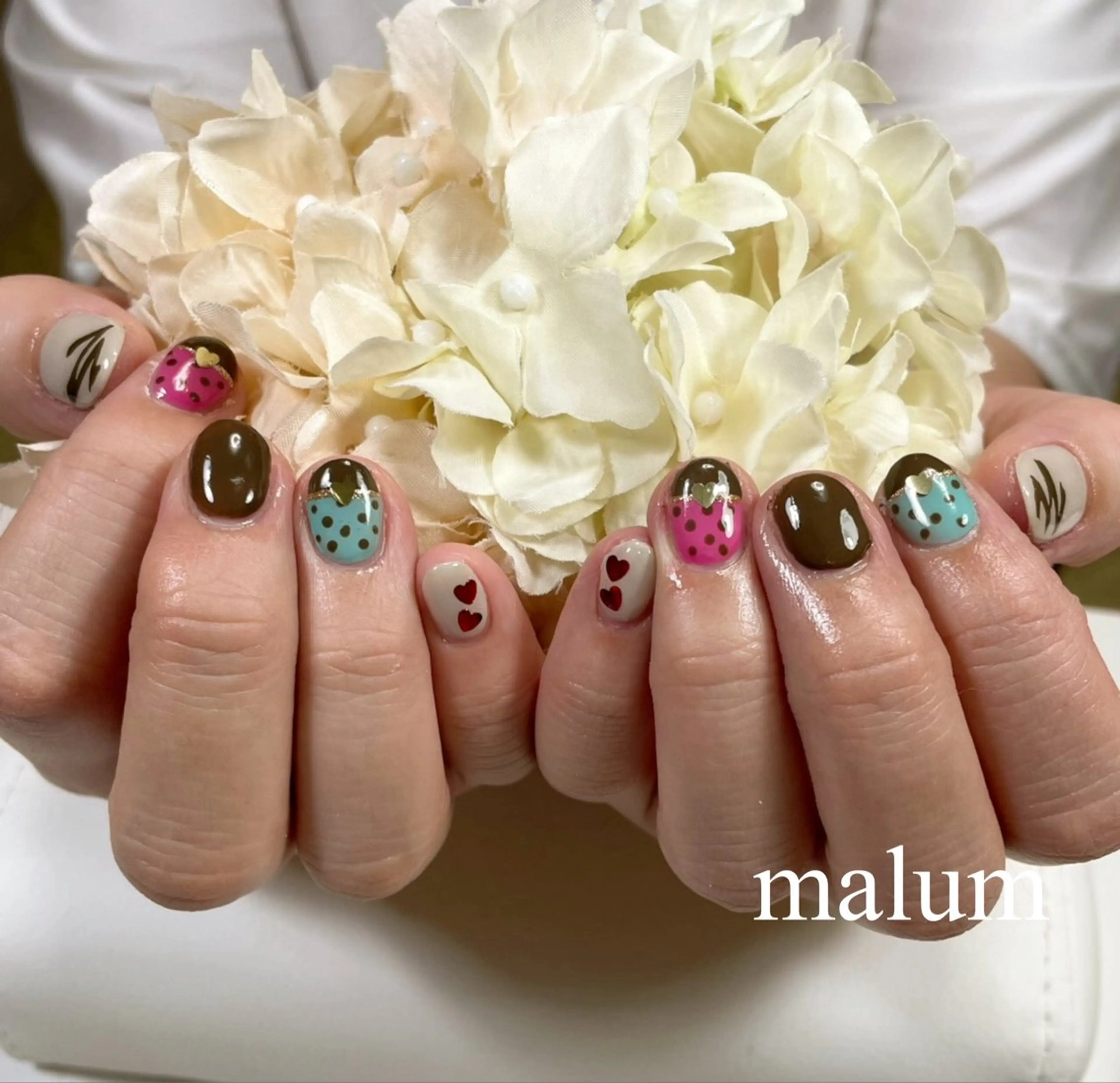 ネイル バレンタイン ハンドネイル malum nailのネイルデザイン