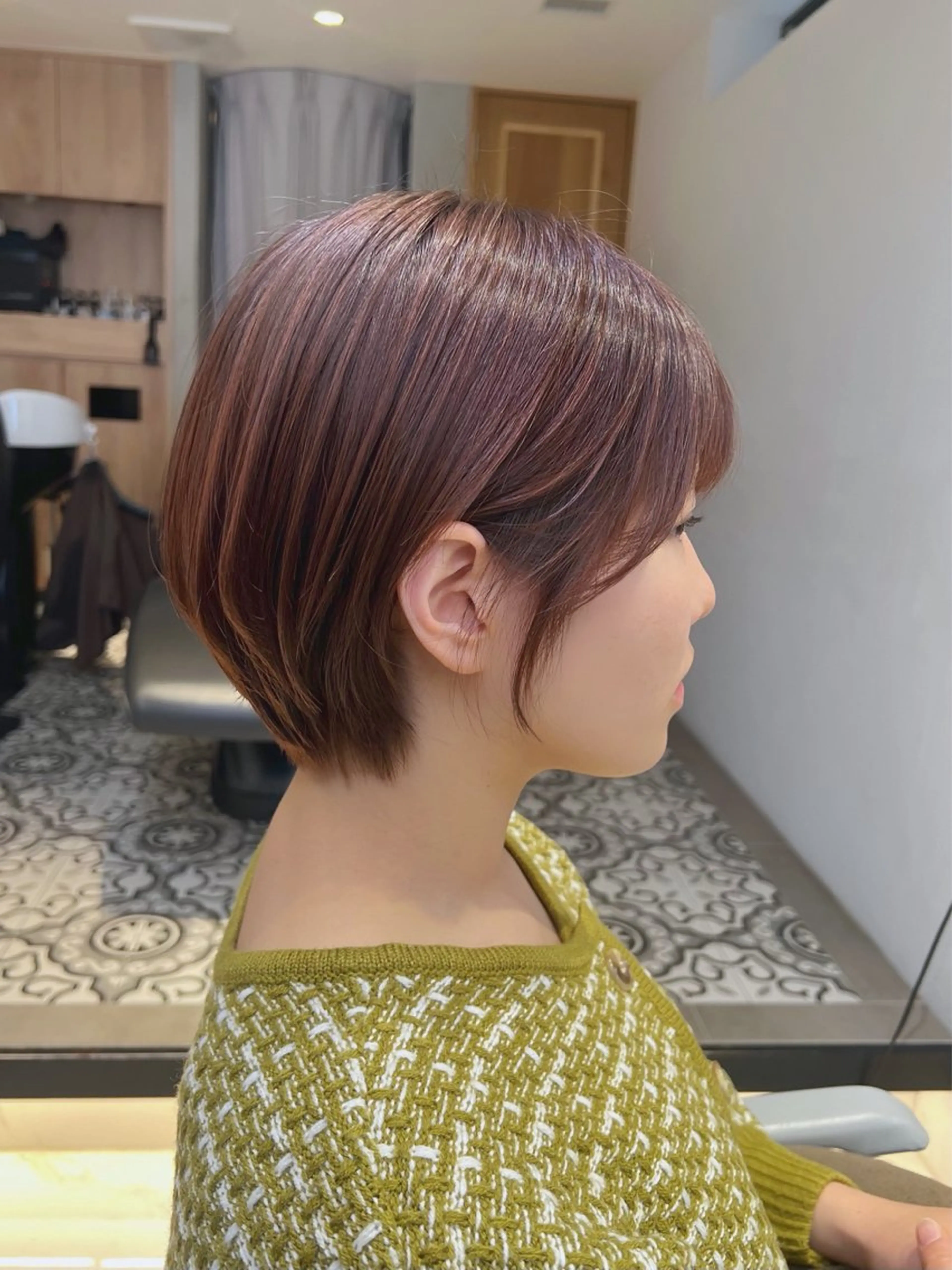ショート カラー パーマ ヘアカラー 縮毛矯正 トリートメント ヘッドスパ ヘアセット 艶くすみカラー ‎/縮毛/川添桃花‎のヘアスタイル