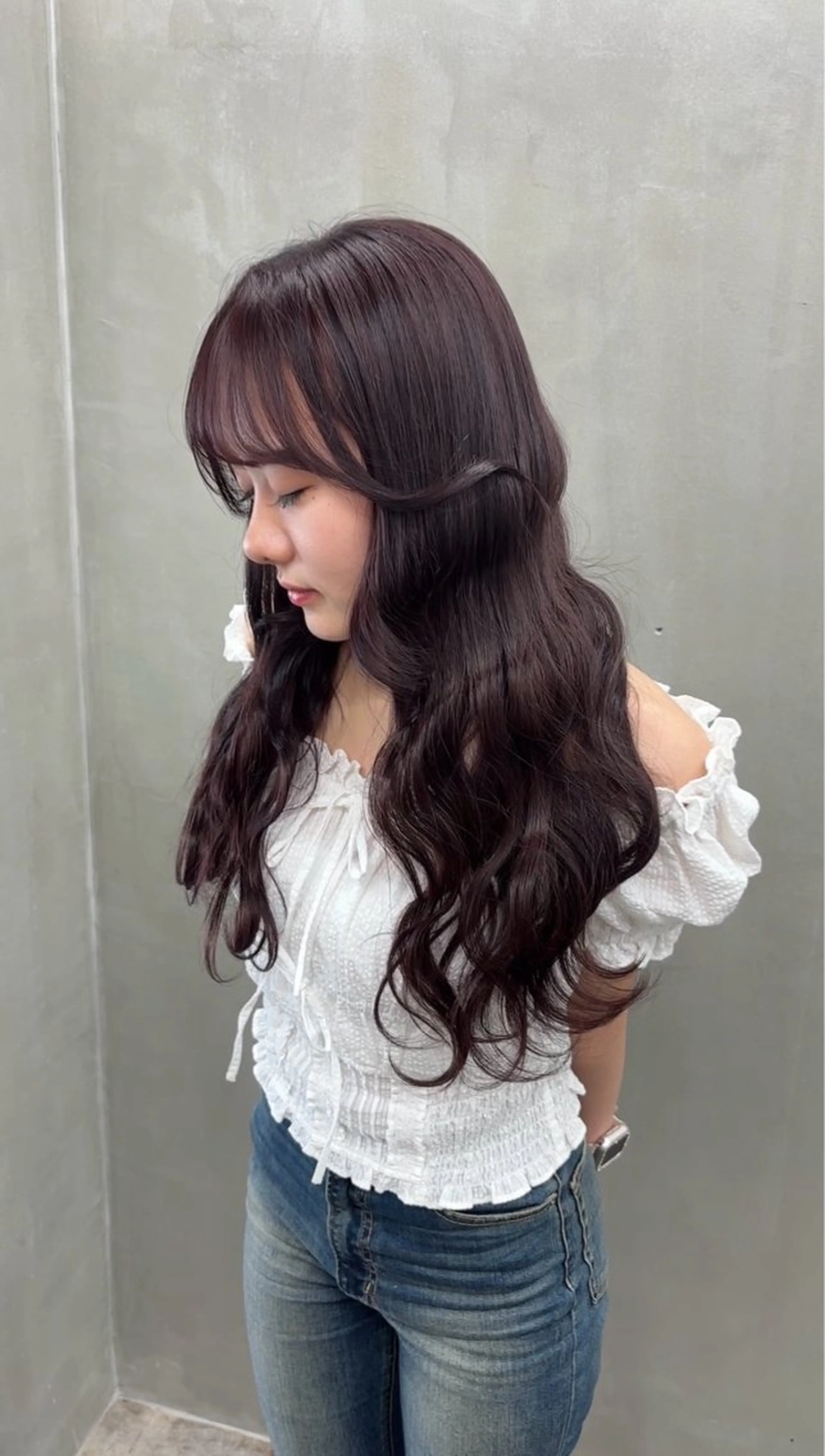 ロング パープルカラー ヘアカラー miloc naha ナナカのヘアスタイル