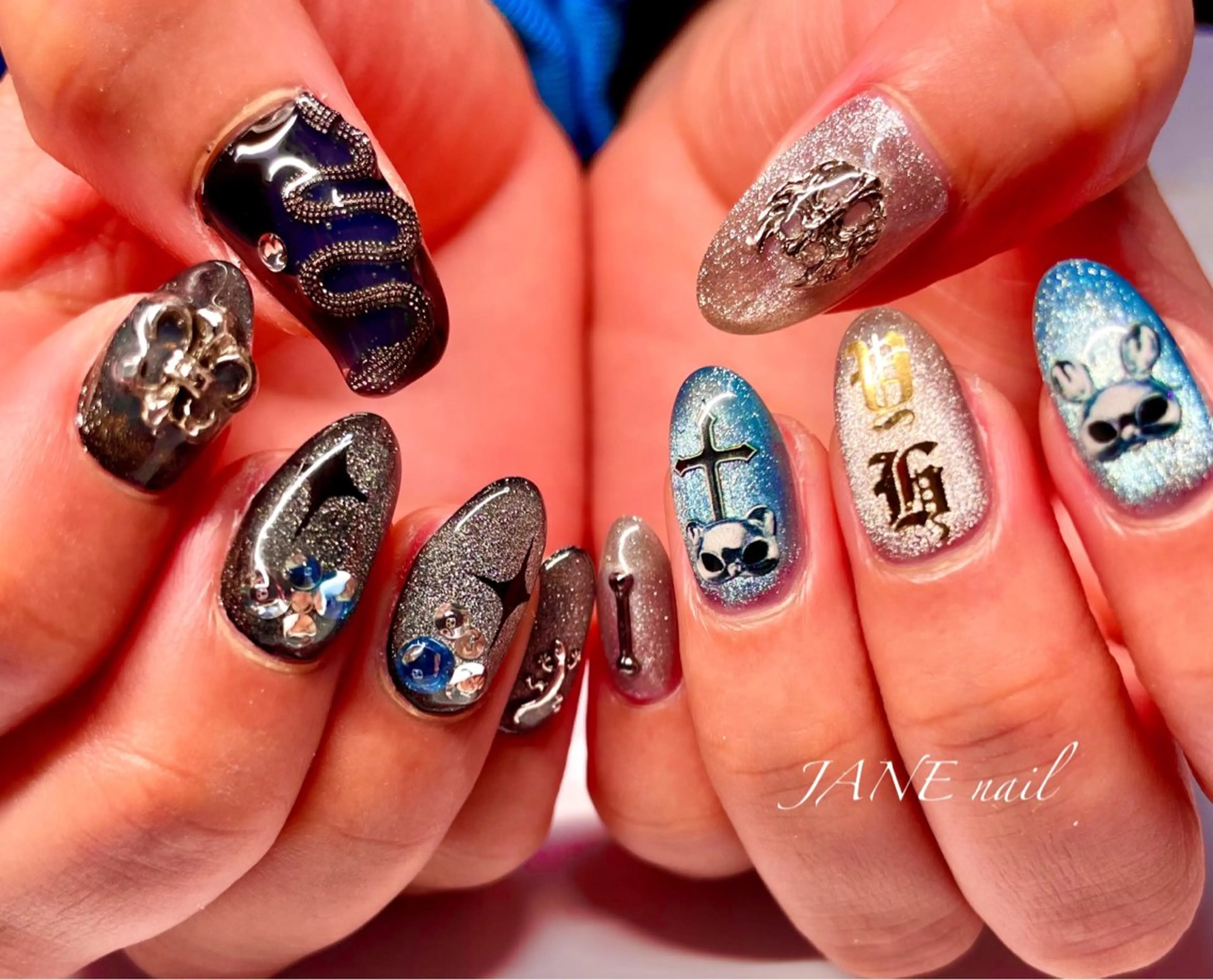 ネイル マグネットネイル 冬ネイル ハンドネイル Nail Salon JANEのネイルデザイン