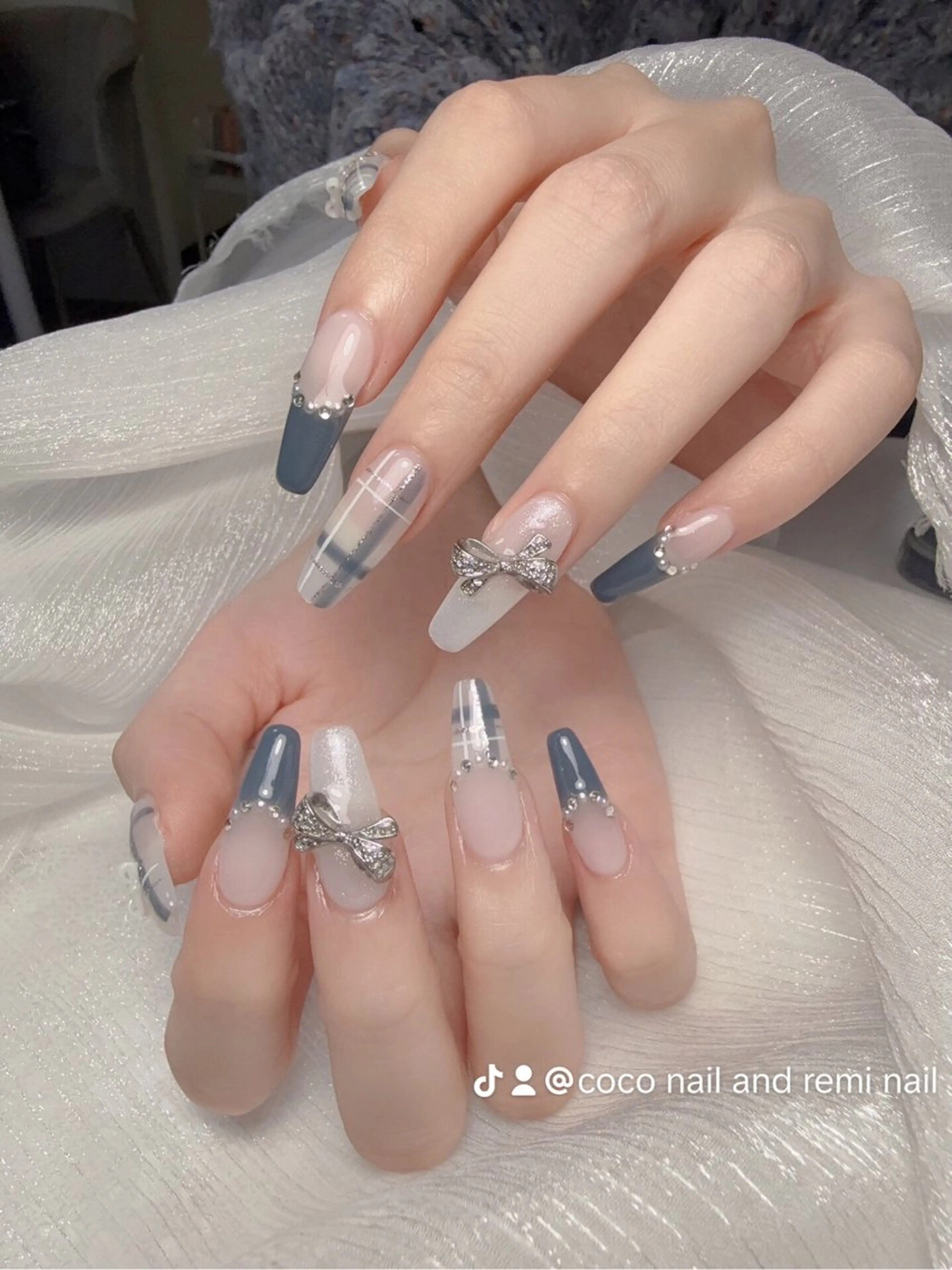 ネイル 長さ出し フレンチネイル 韓国ネイル レース マグネットネイル ハンドネイル 高橋 ユキのネイルデザイン