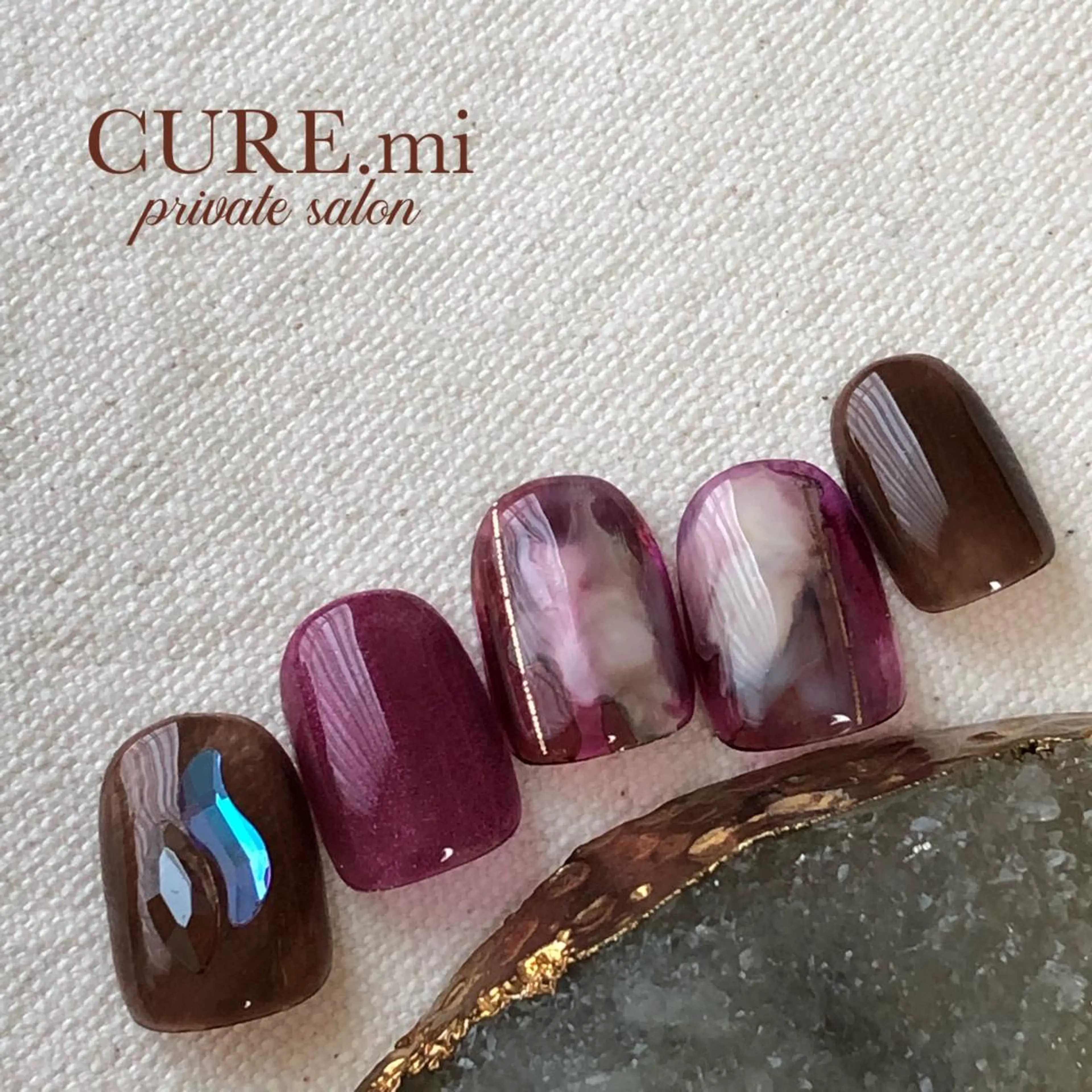 ネイル ブラウン ニュアンスネイル パープル ハンドネイル ハンドケア 伊藤 美香のその他イメージ
