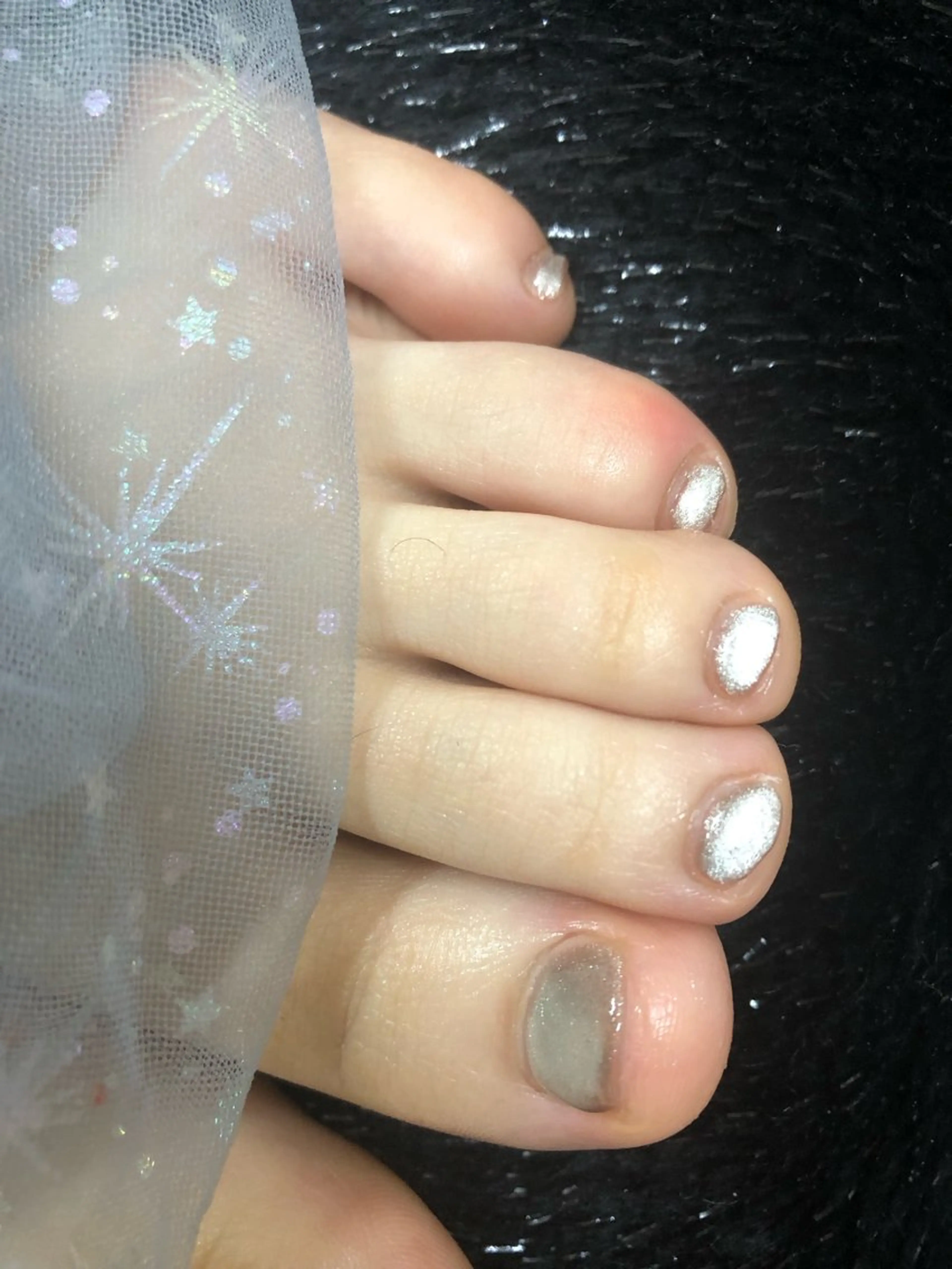 ネイル オーロラネイル フットネイル ジェルネイル ハート 韓国ネイル フットネイル 大門浜松町 ネイルのネイルデザイン