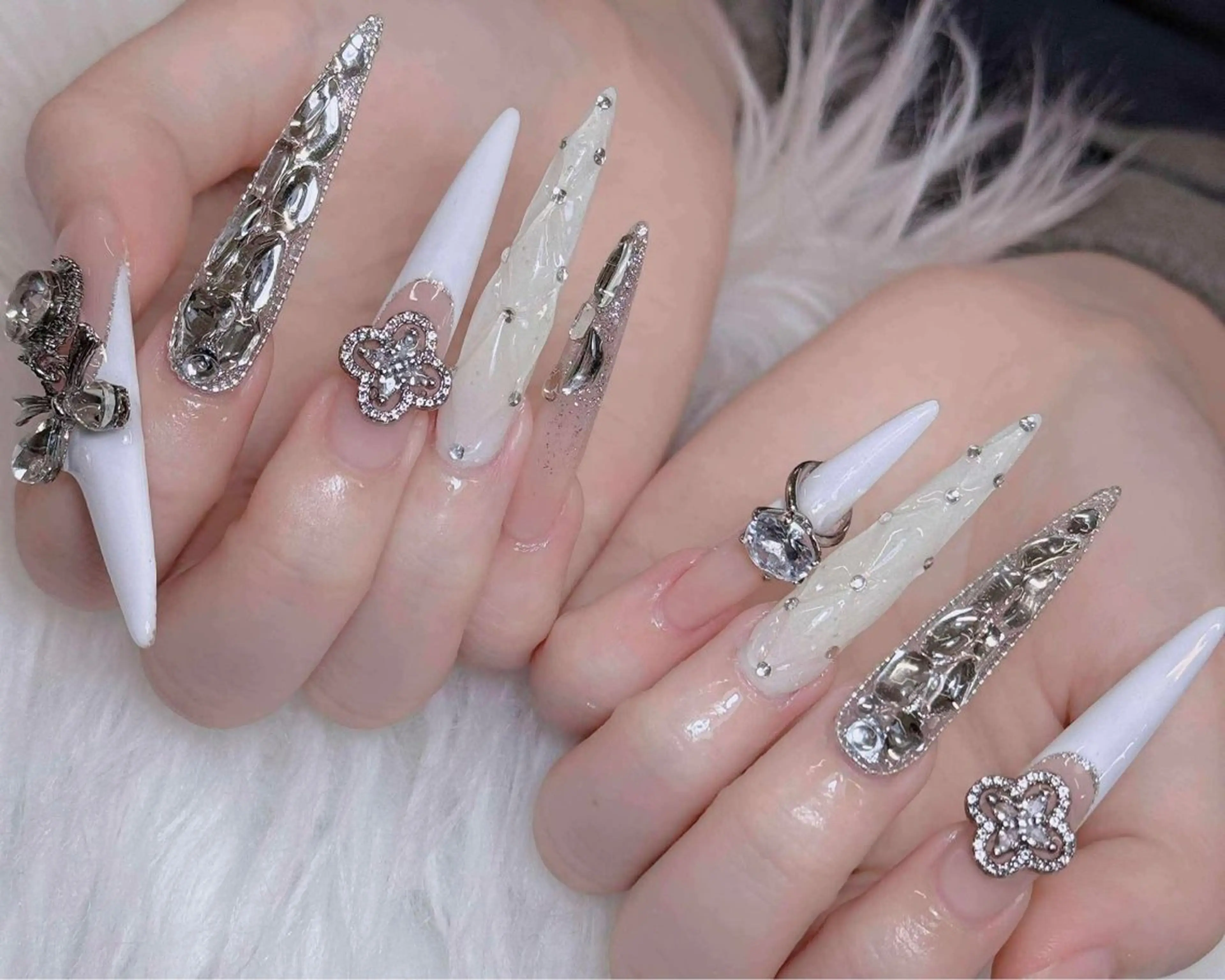 ネイル オーロラネイル チークネイル 長さ出し フレンチネイル 韓国ネイル ハンドネイル Lumi Shinokuboのネイルデザイン