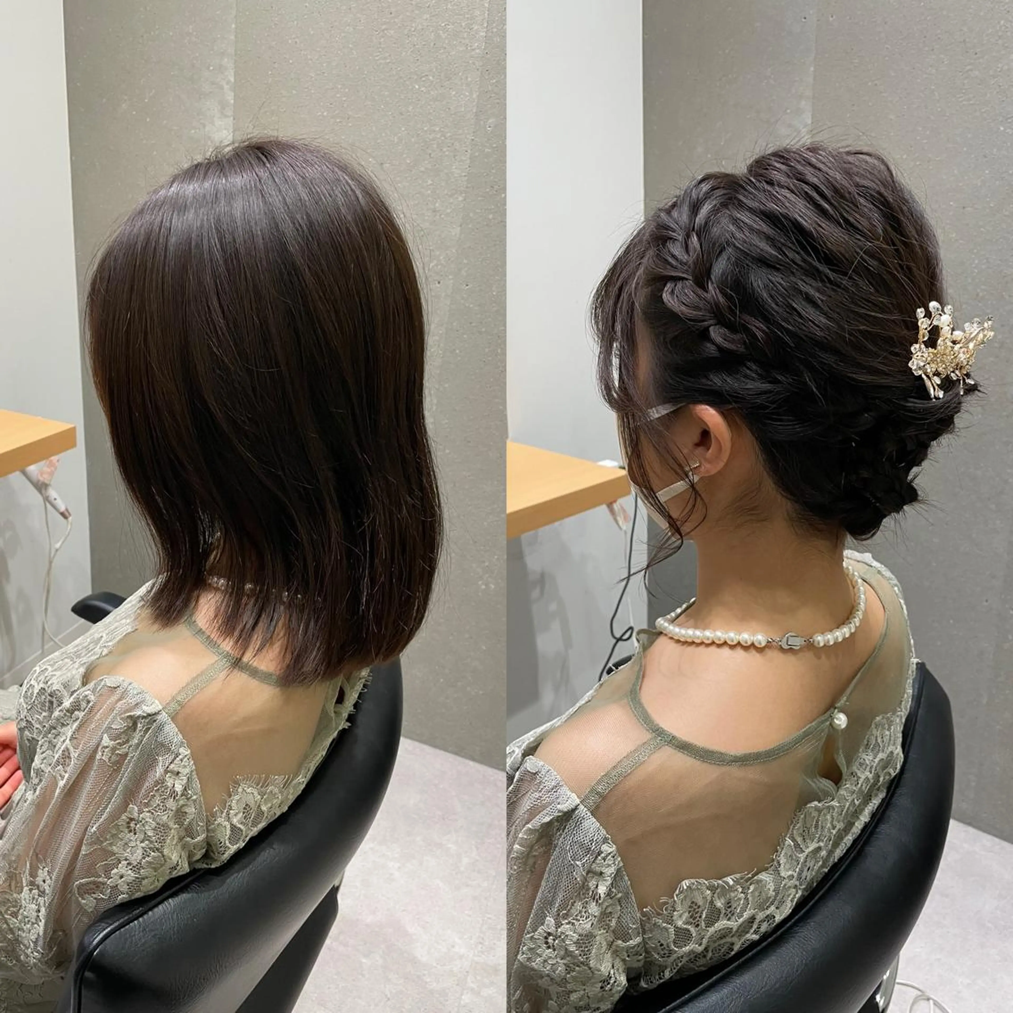 ミディアム ヘアアレンジ ハーフアップ 結婚式・ブライダル 三つ編み ヘアセット 髪質改善ヘアケア 艶髪特化/上田のヘアスタイル