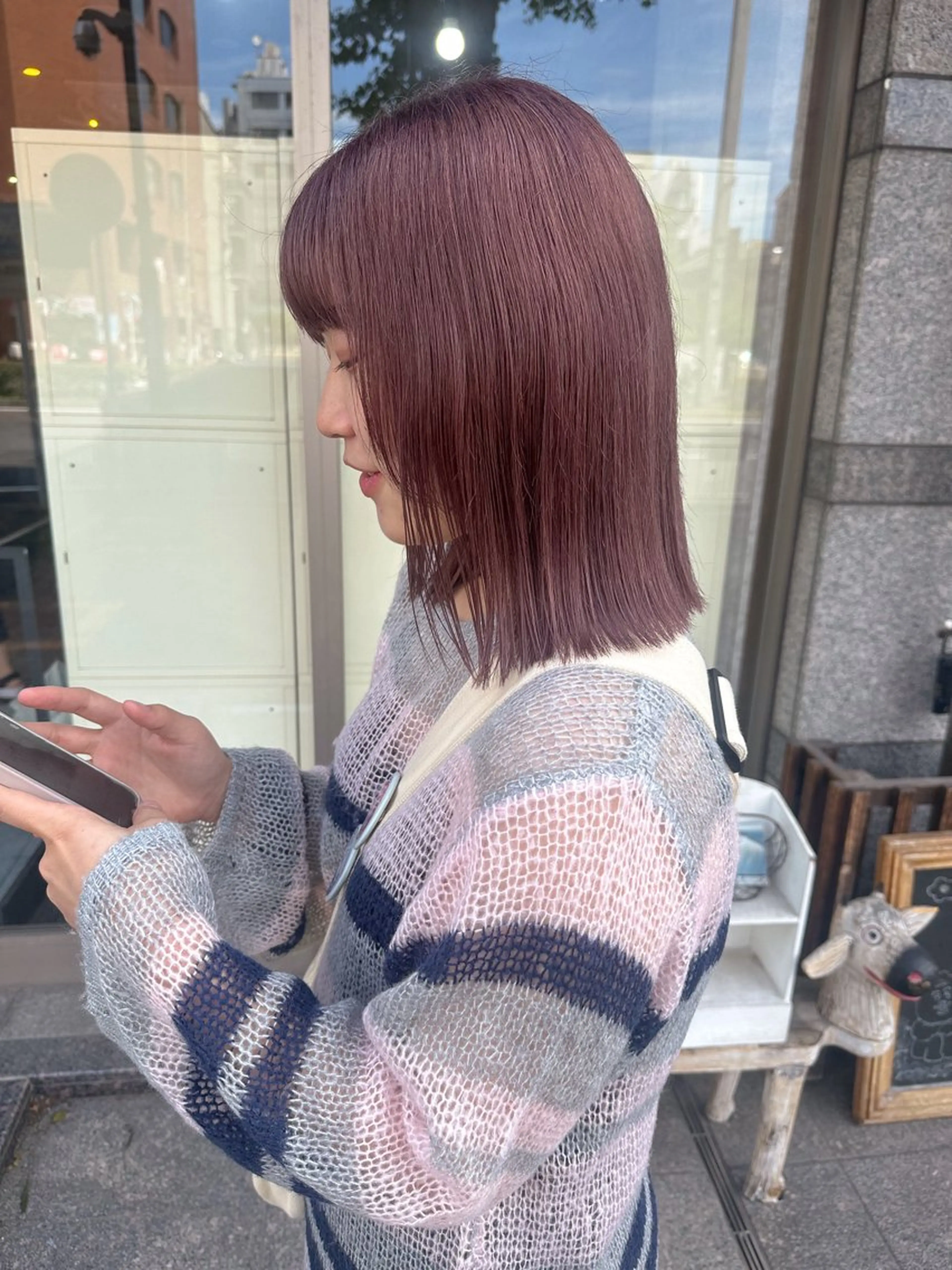 ミディアム カラー ベージュカラー ブリーチ ピンクカラー ピンクベージュ カット ヘアカラー トリートメント レイヤー/高橋 みく /池下/千種のヘアスタイル