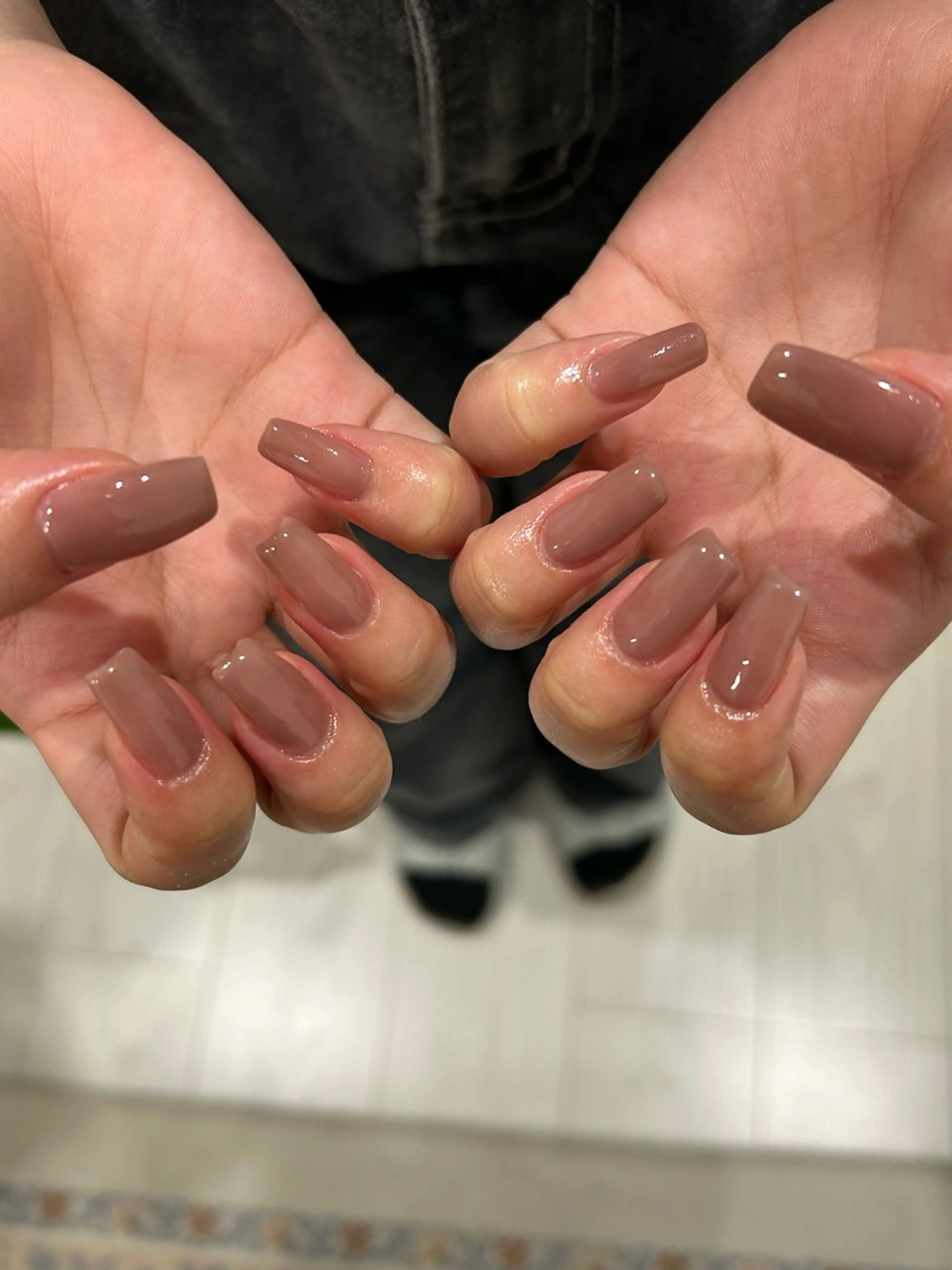 ネイル ワンカラーネイル mellow:ｸﾙﾐ ﹡˖˟༝🎀˖˟ ༝のネイルデザイン