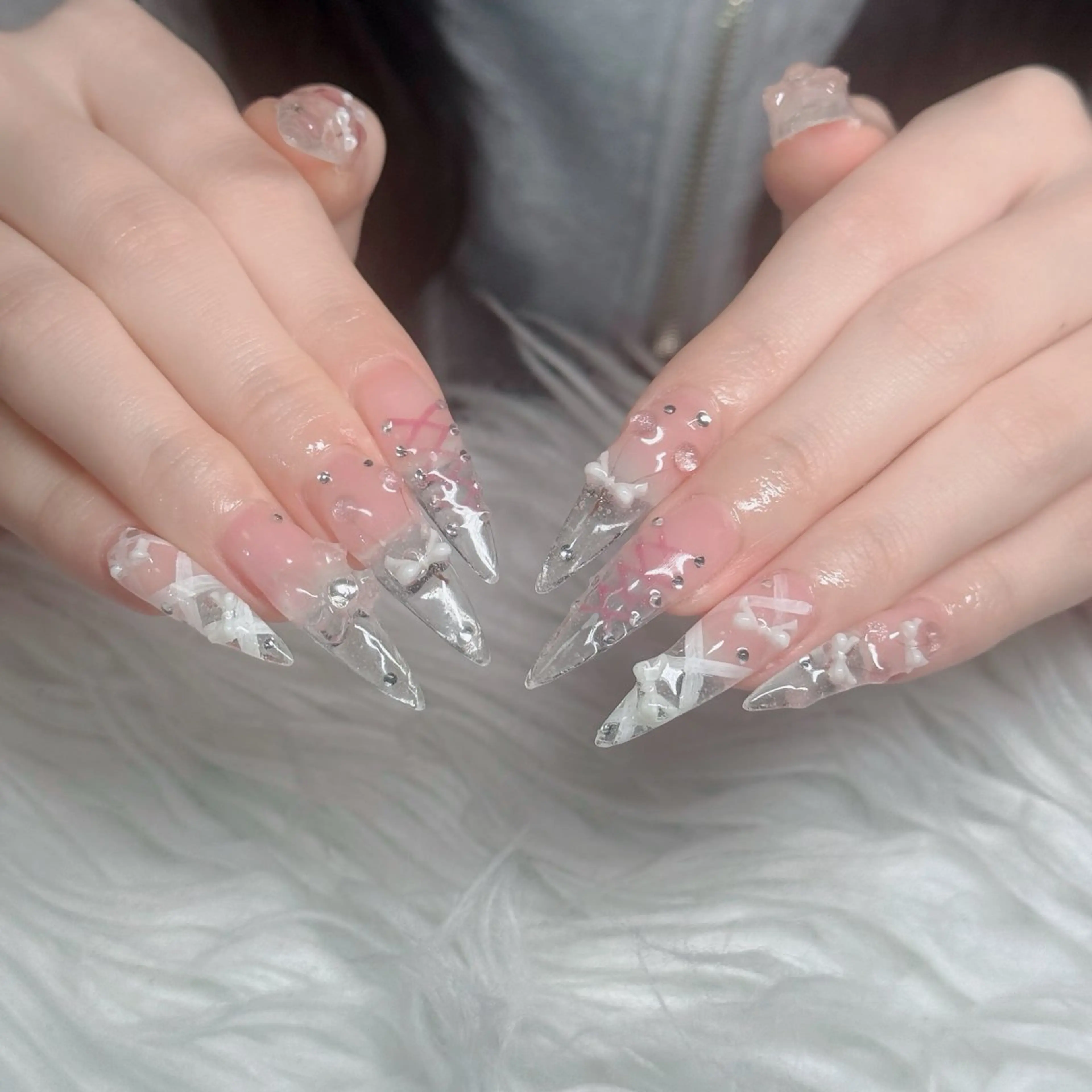 ネイル フットネイル フレンチネイル グラデーション 韓国ネイル ロングネイル ハンドネイル Hani Nail Salonのネイルデザイン