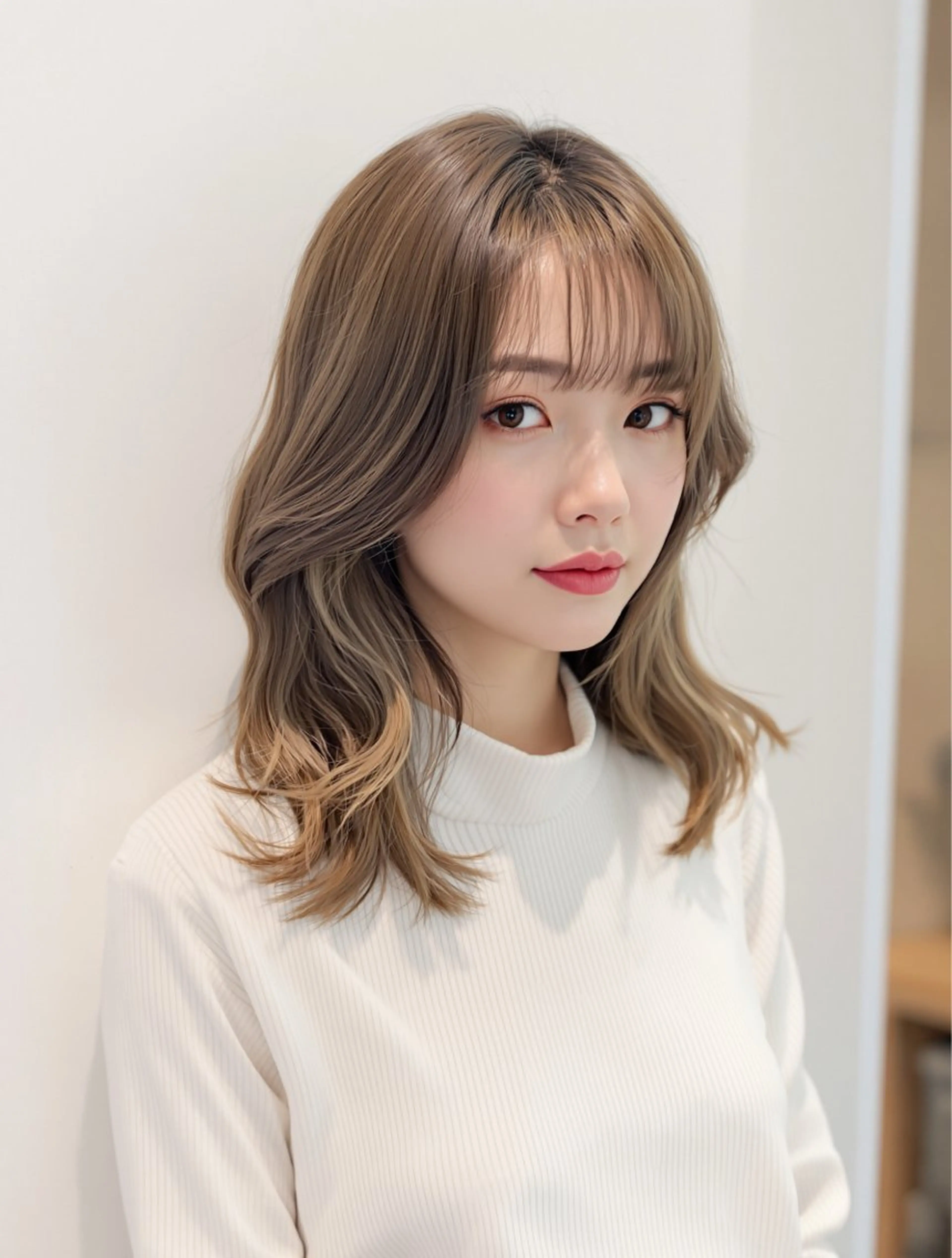 セミロング カット ヘアカラー 前山未依亜 マエヤマミイアのヘアスタイル