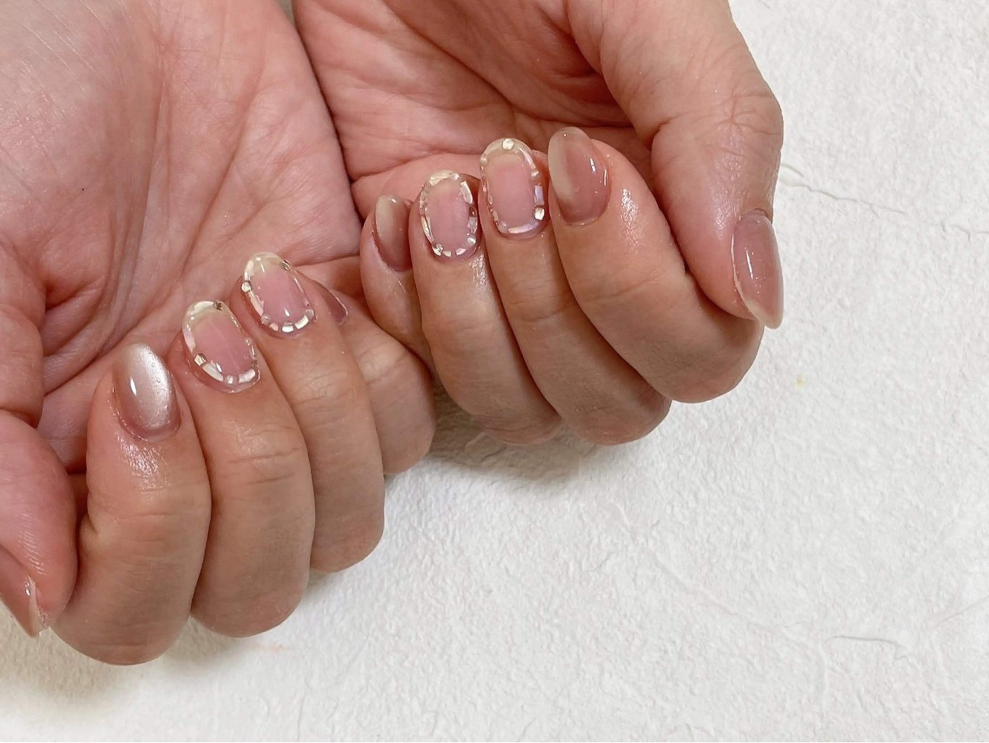 ネイル オーロラネイル フットネイル フレンチネイル ジェルネイル 韓国ネイル ハンドネイル kiki nail たまプラーザのネイルデザイン