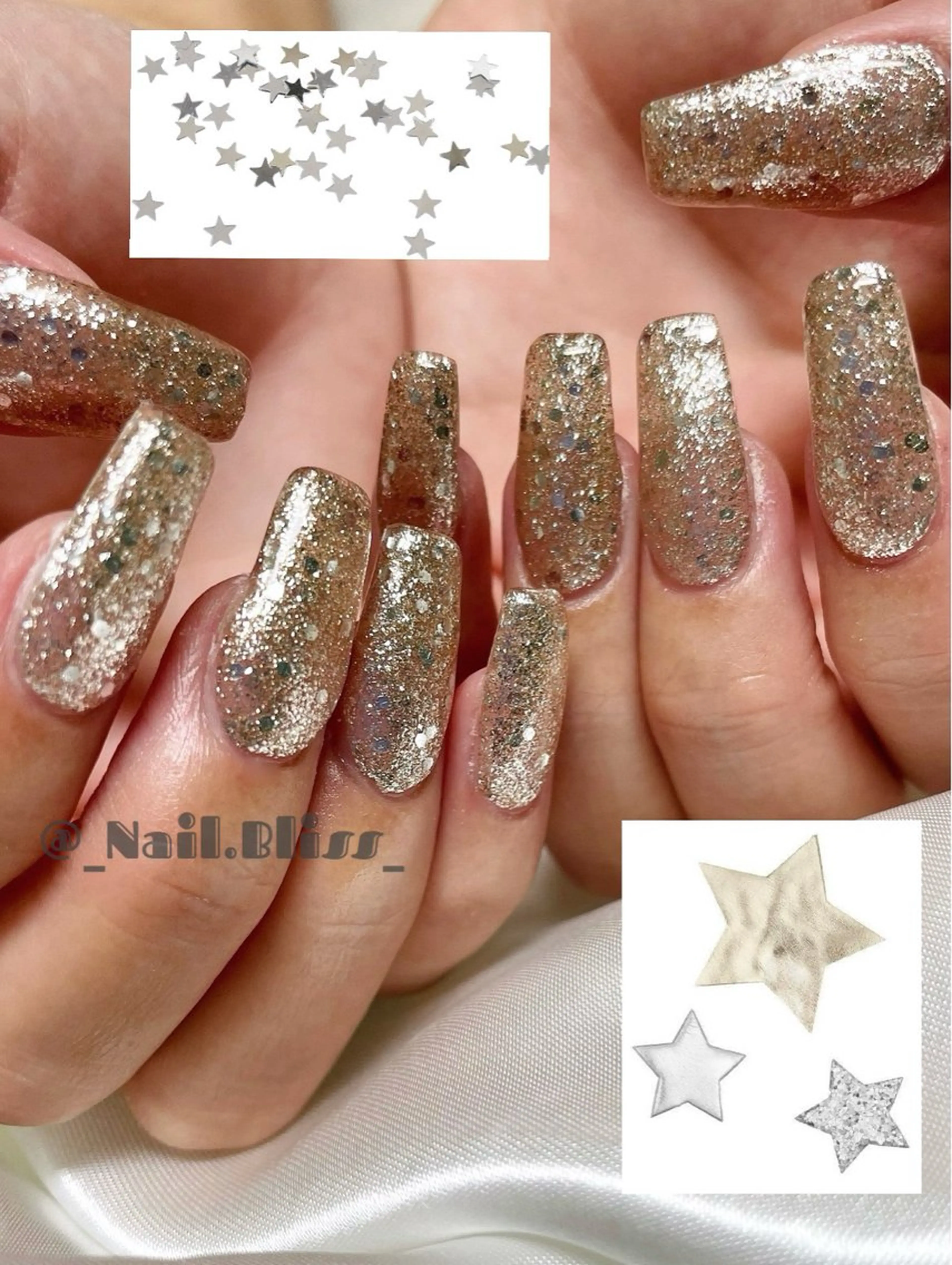 ネイル ゴールド ラメ(グリッター) ロングネイル ハンドネイル NAIL BLISSのネイルデザイン