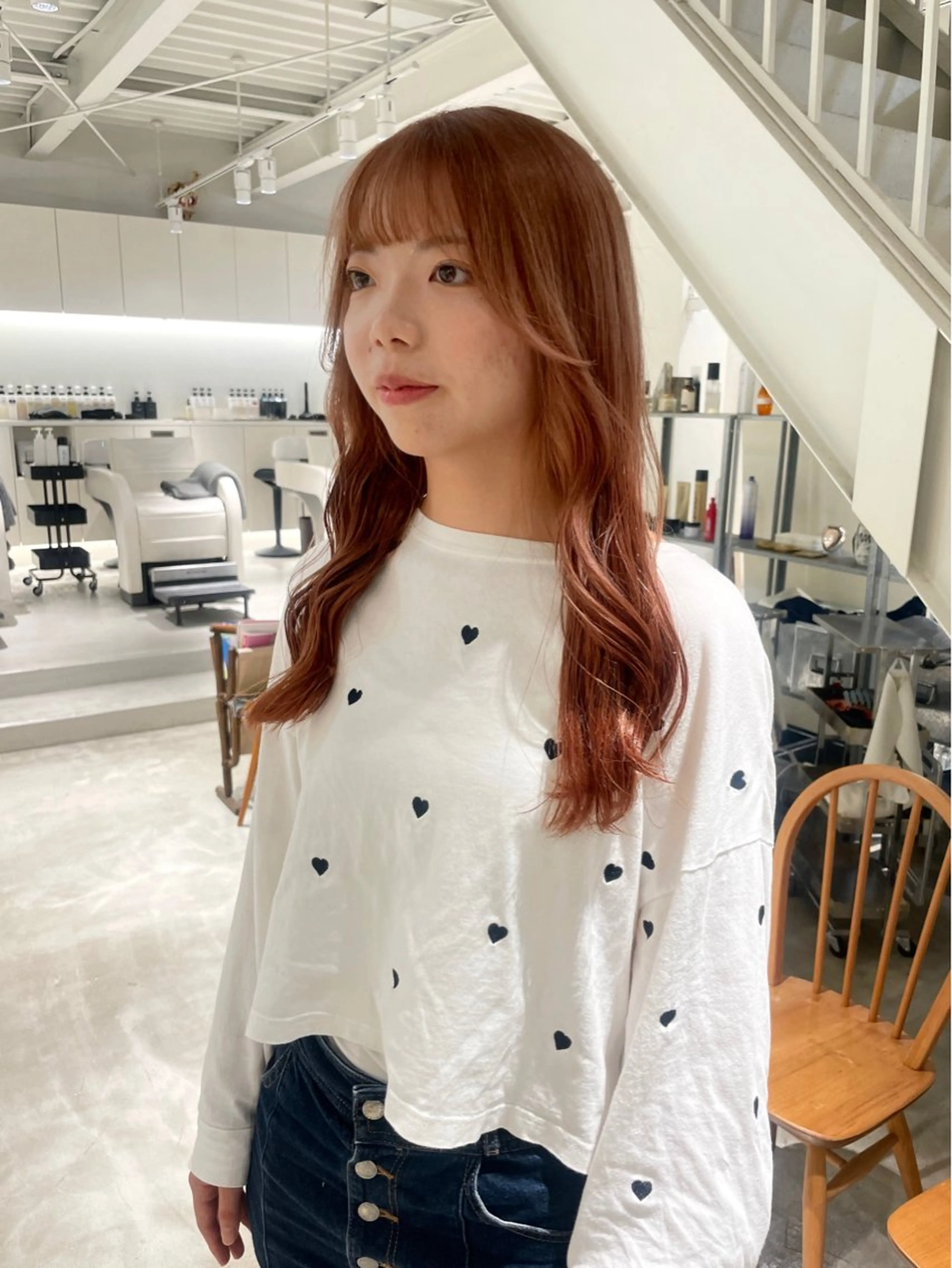 ロング カラー ヘアカラー 林 千聖のヘアスタイル