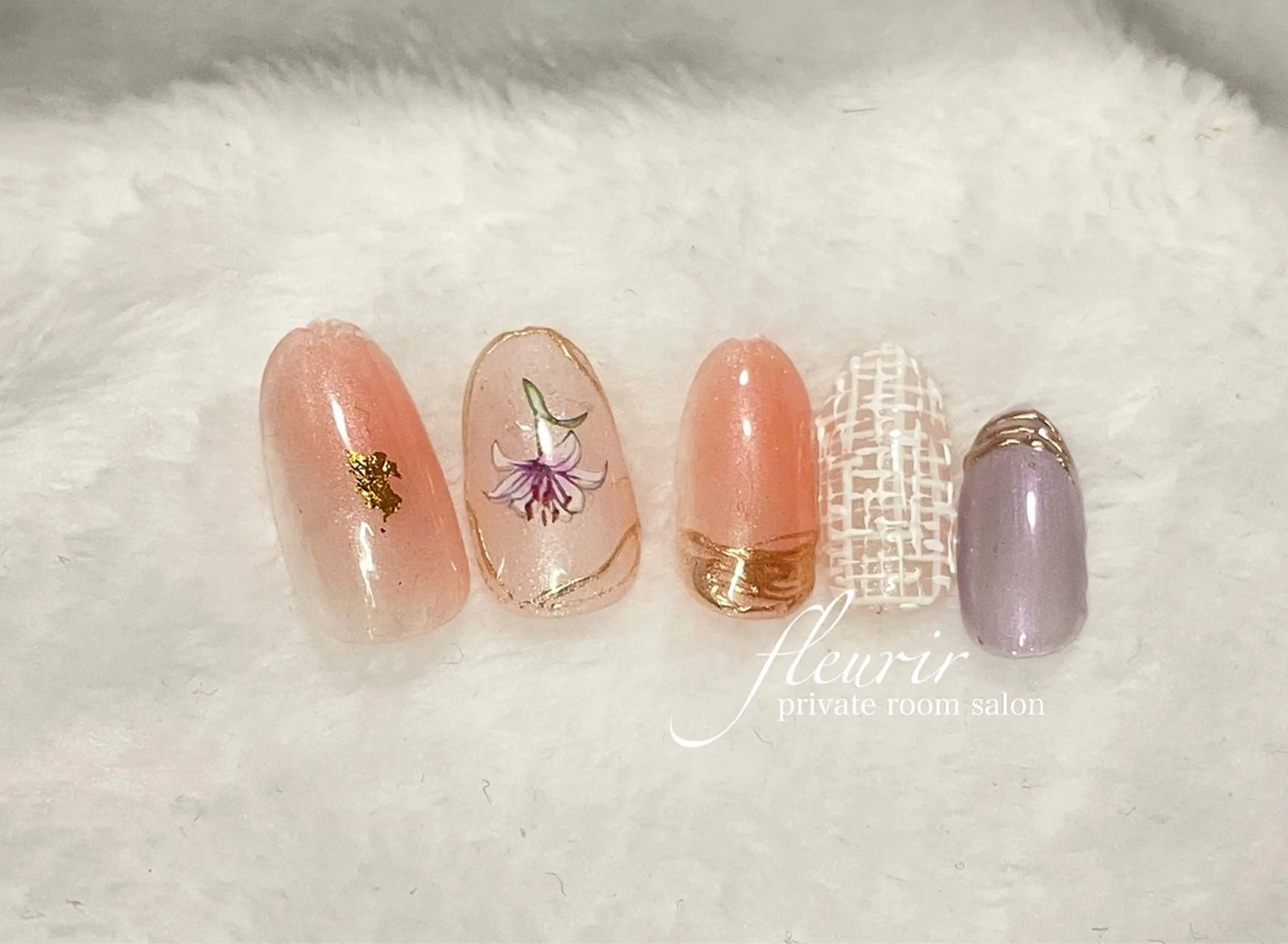 ネイル アートネイル クリアネイル フラワーネイル ミラーネイル ピンク フルリール 【プライベートサロンのネイルデザイン
