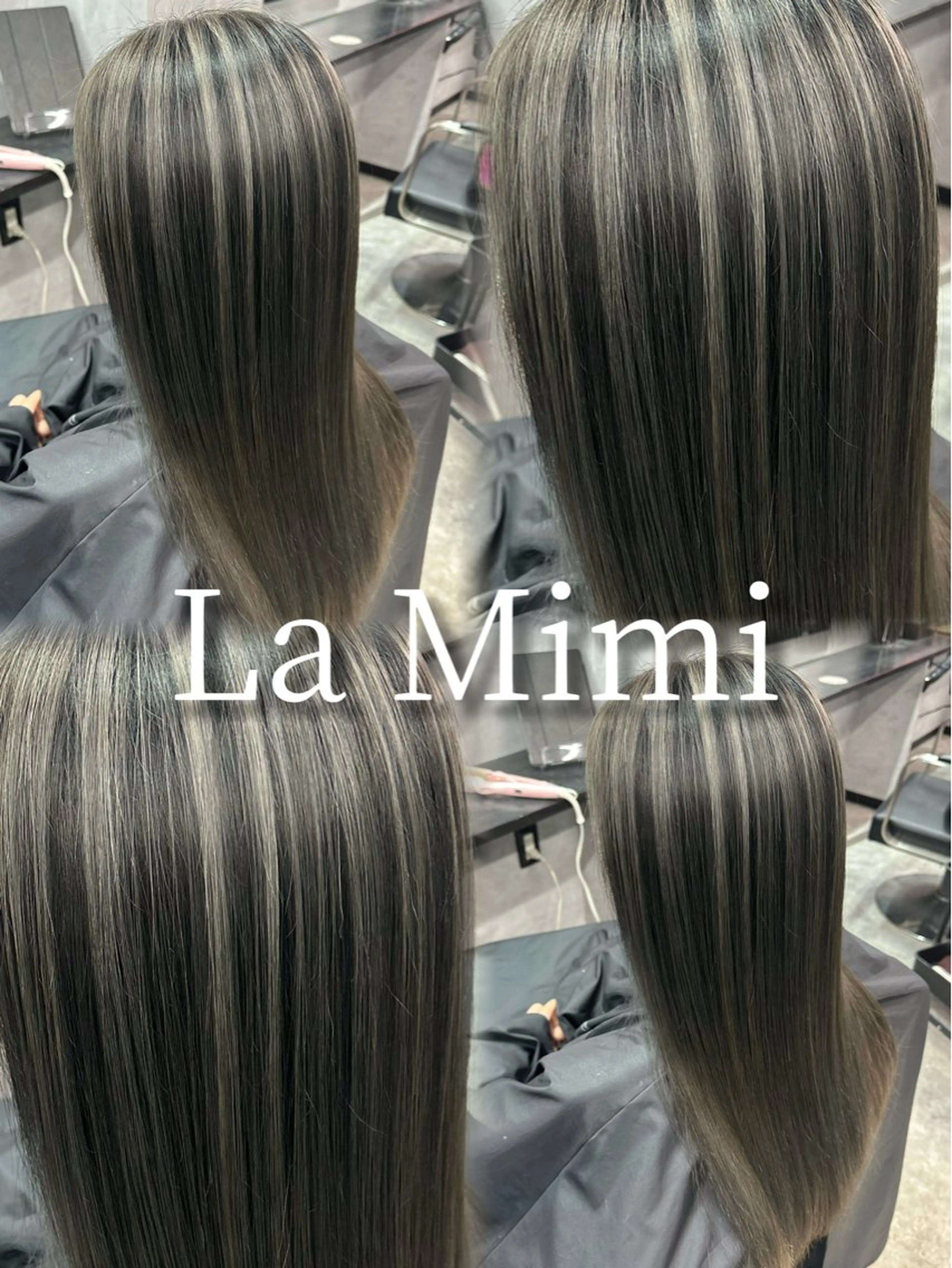 ミディアム カラー ミディアムパーマ バレイヤージュ ミストバング ブリーチ 透明感カラー La Mimiのヘアスタイル