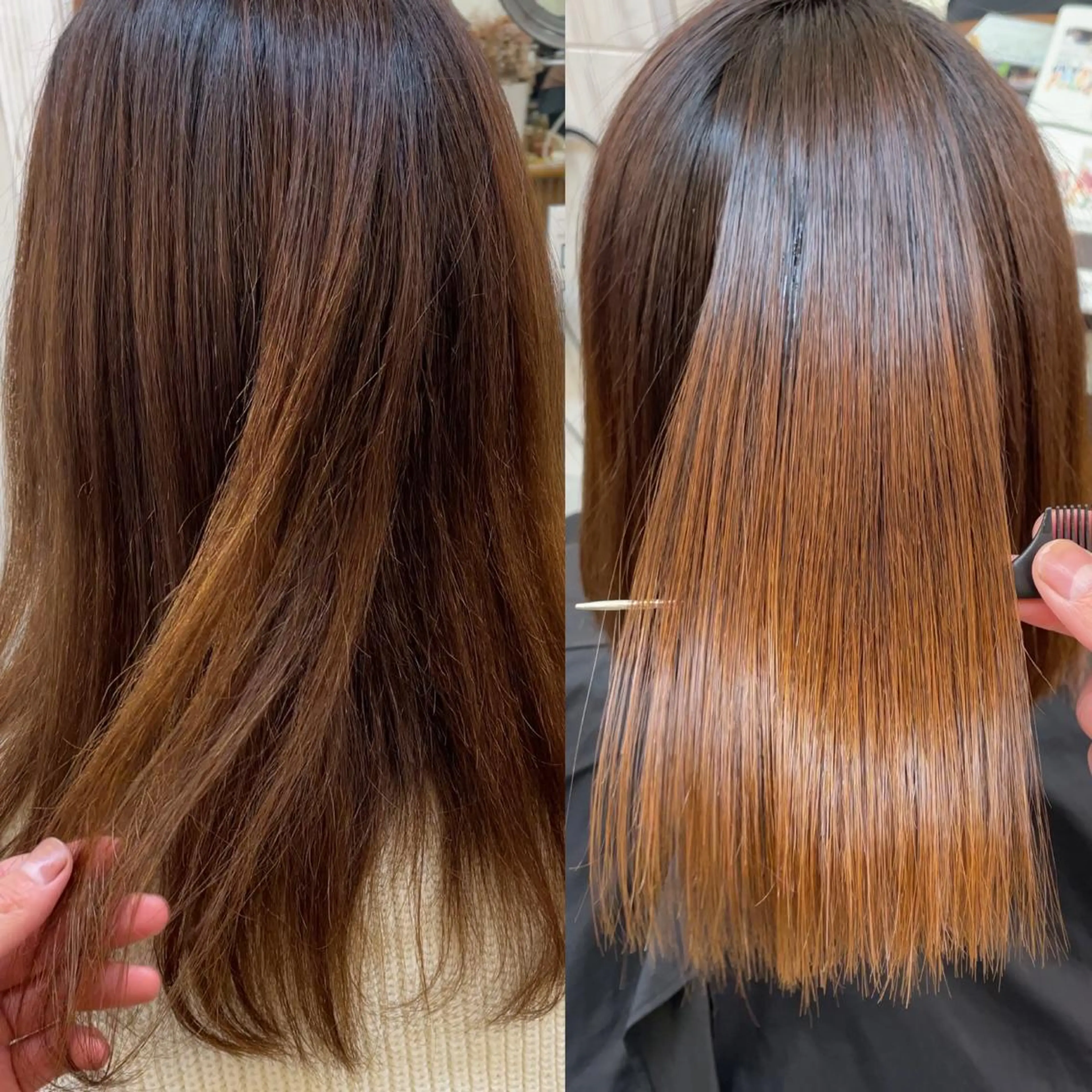 セミロング パーマ ボブ縮毛矯正 韓国レイヤーRINAのヘアスタイル