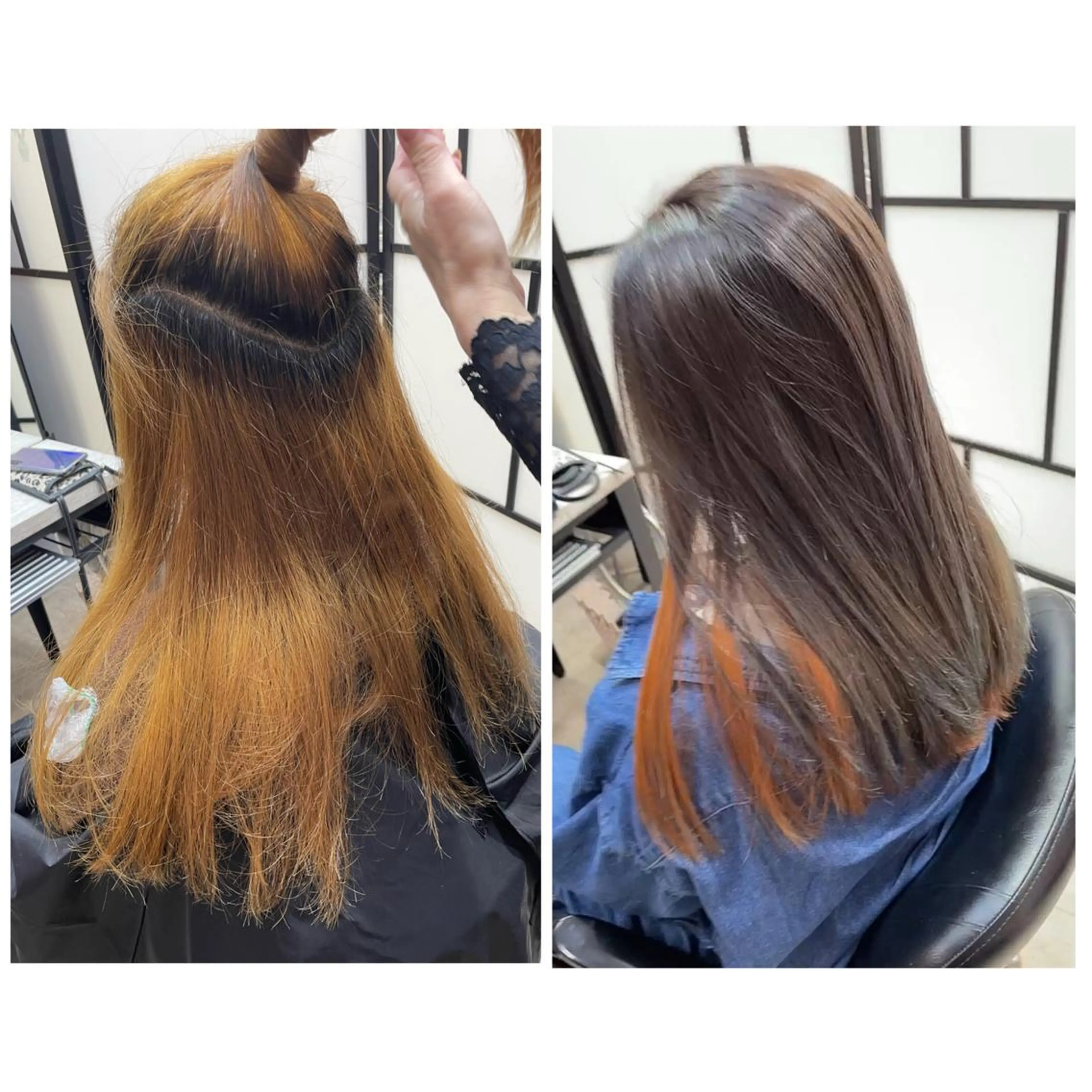 ロング カラー オレンジ トリートメント 福見 美保のヘアスタイル