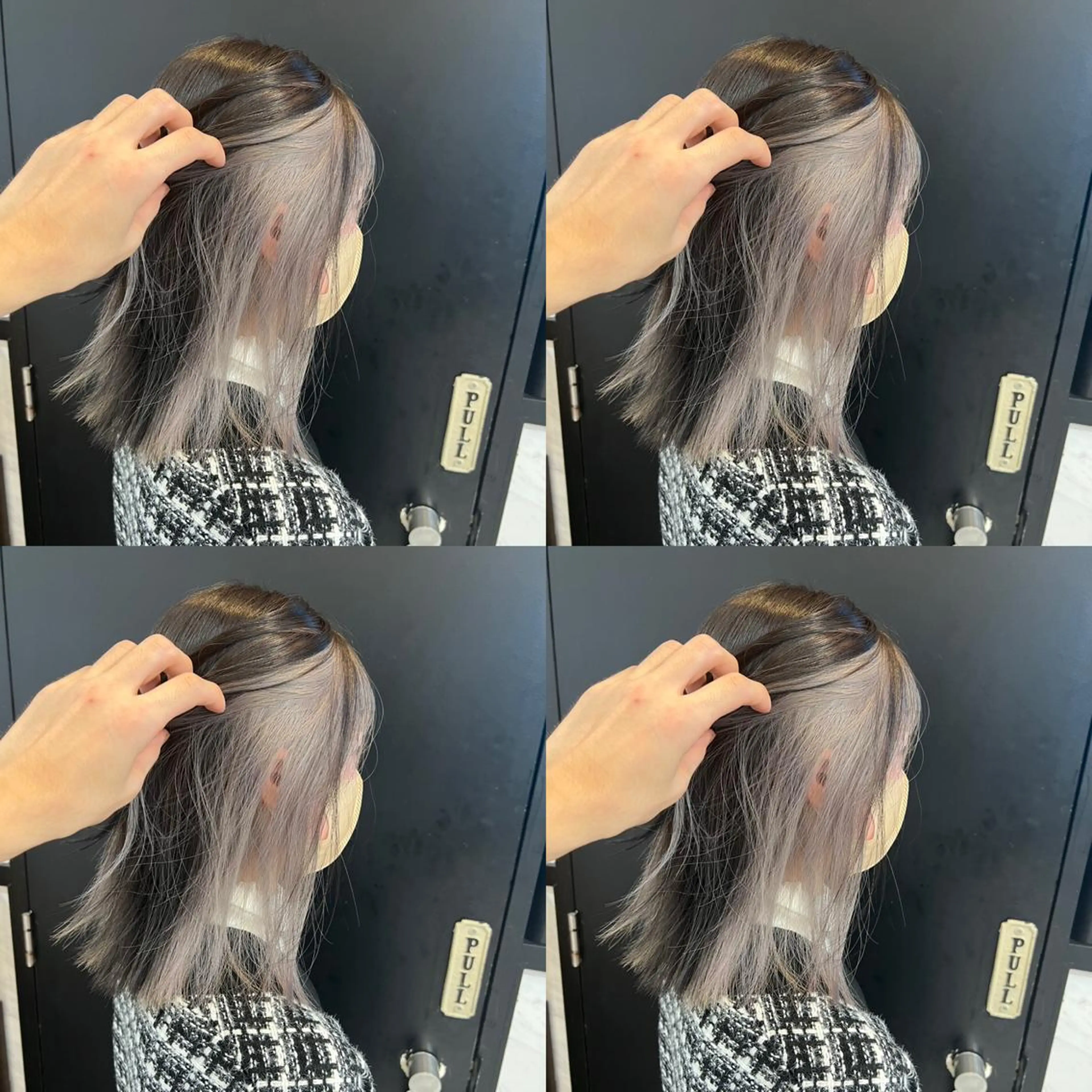 ミディアム カラー 黒髪 シルバー ✨髪質改善✖︎顔周り レイヤー✨ナカムラのヘアスタイル