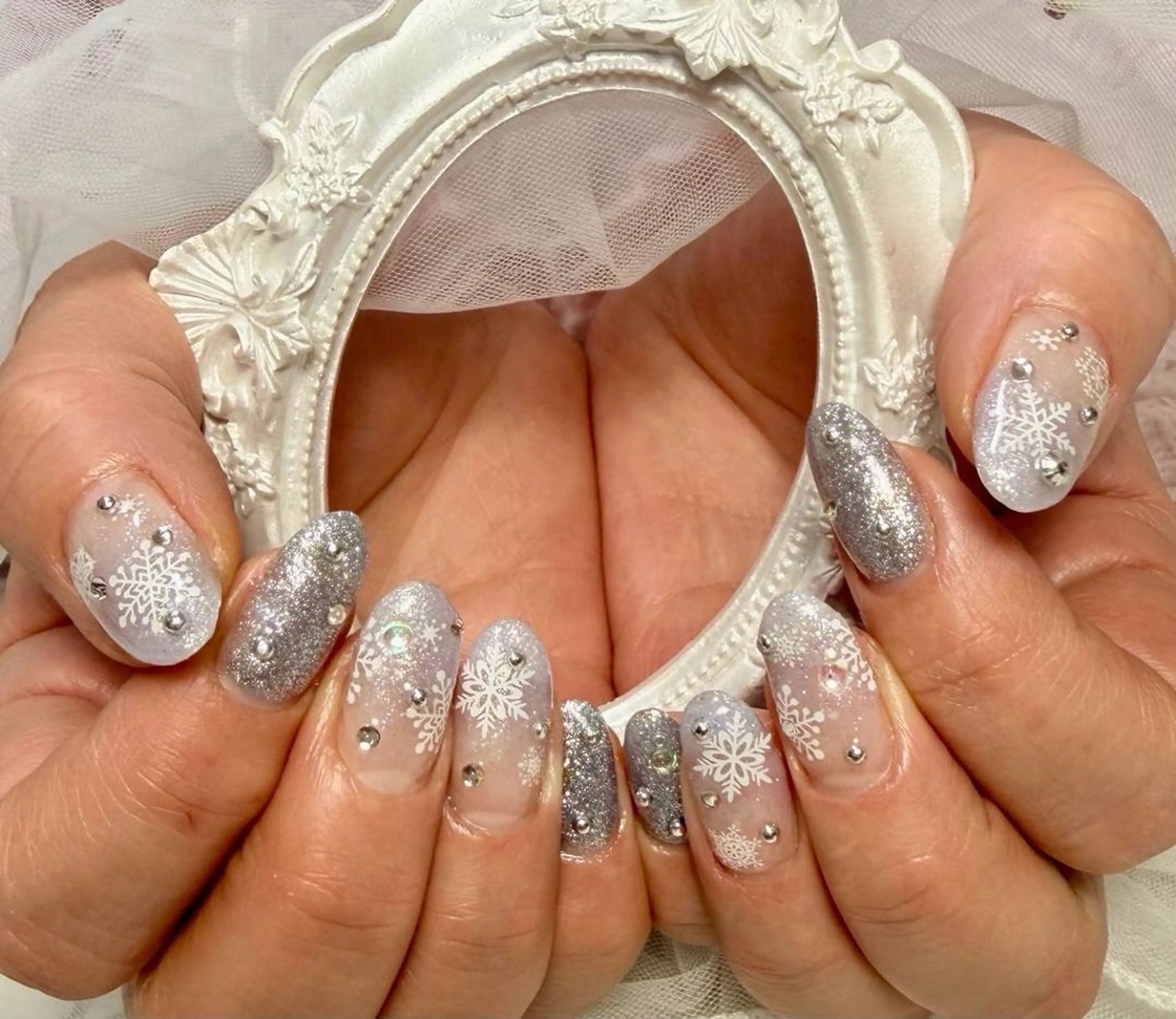 ネイル アートネイル チークネイル フラッシュネイル フラッシュマグ フレンチネイル M.N_ nailのネイルデザイン