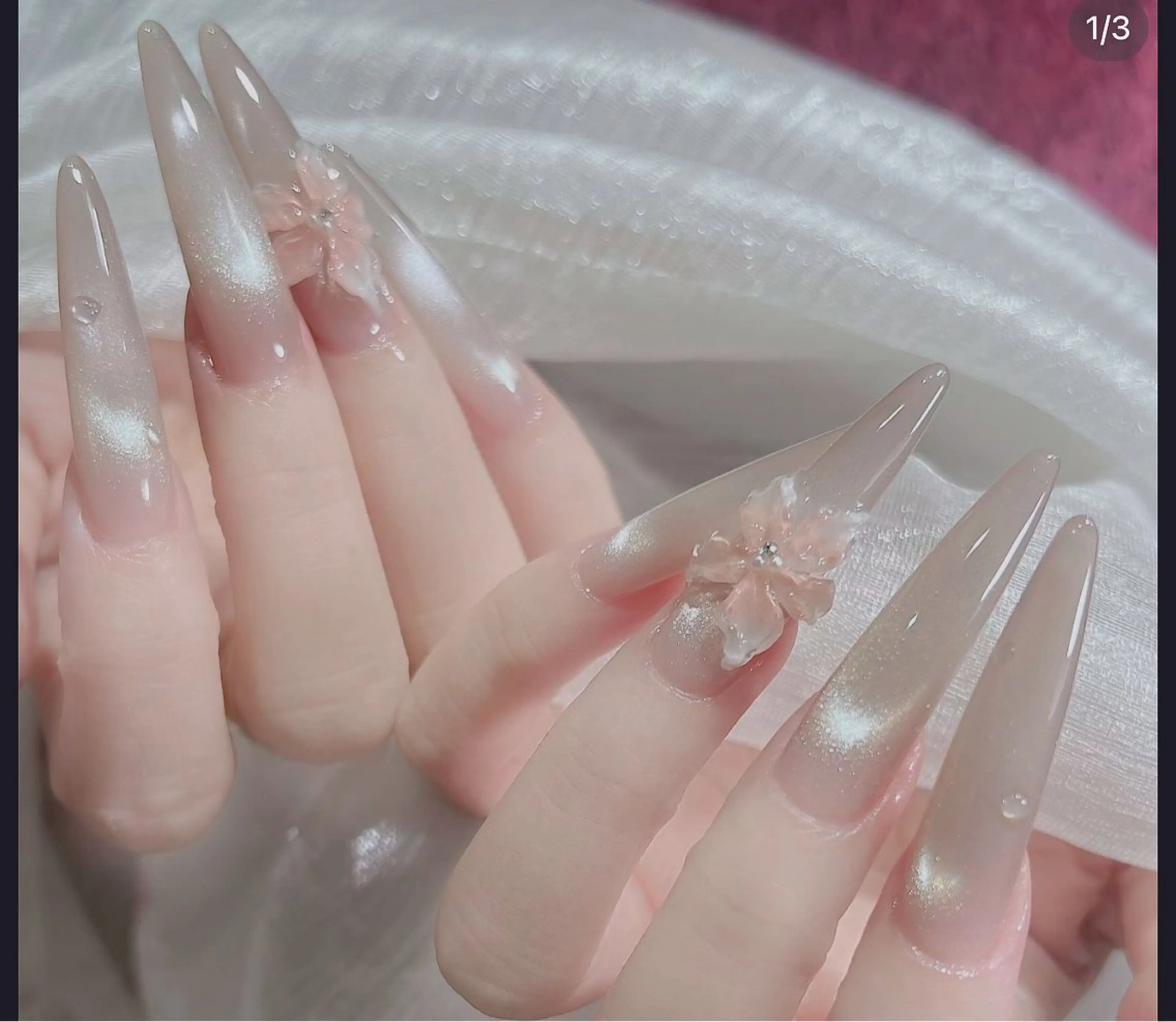 ネイル アートネイル ボルドー フレンチネイル ジェルネイル 氷ネイル・うるうるネイル ハンドネイル H.baby Nail Salonのネイルデザイン